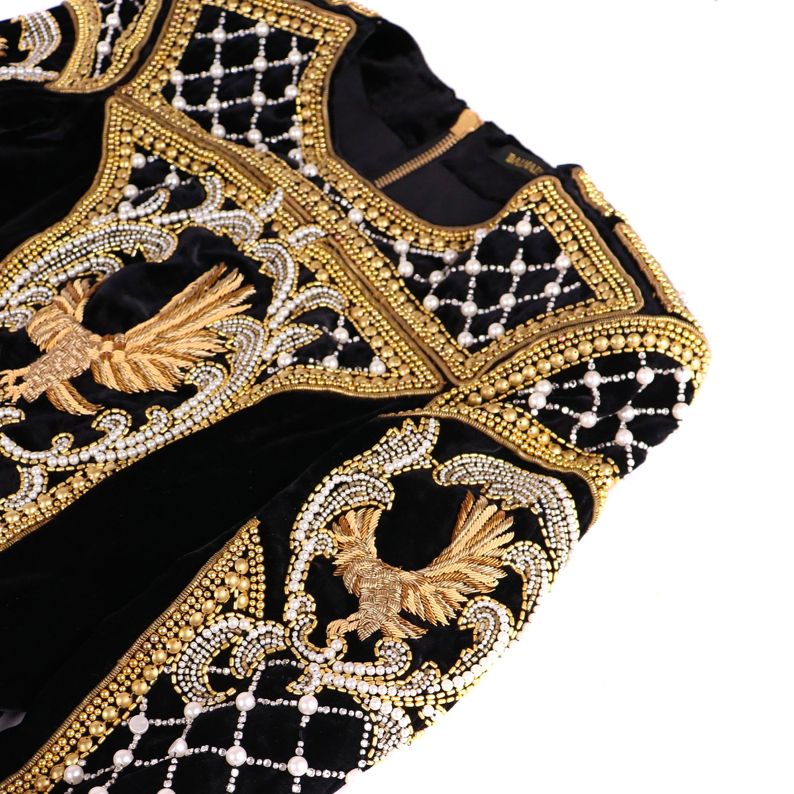 BALMAIN - Robe en viscose ornée de perles (T34)
