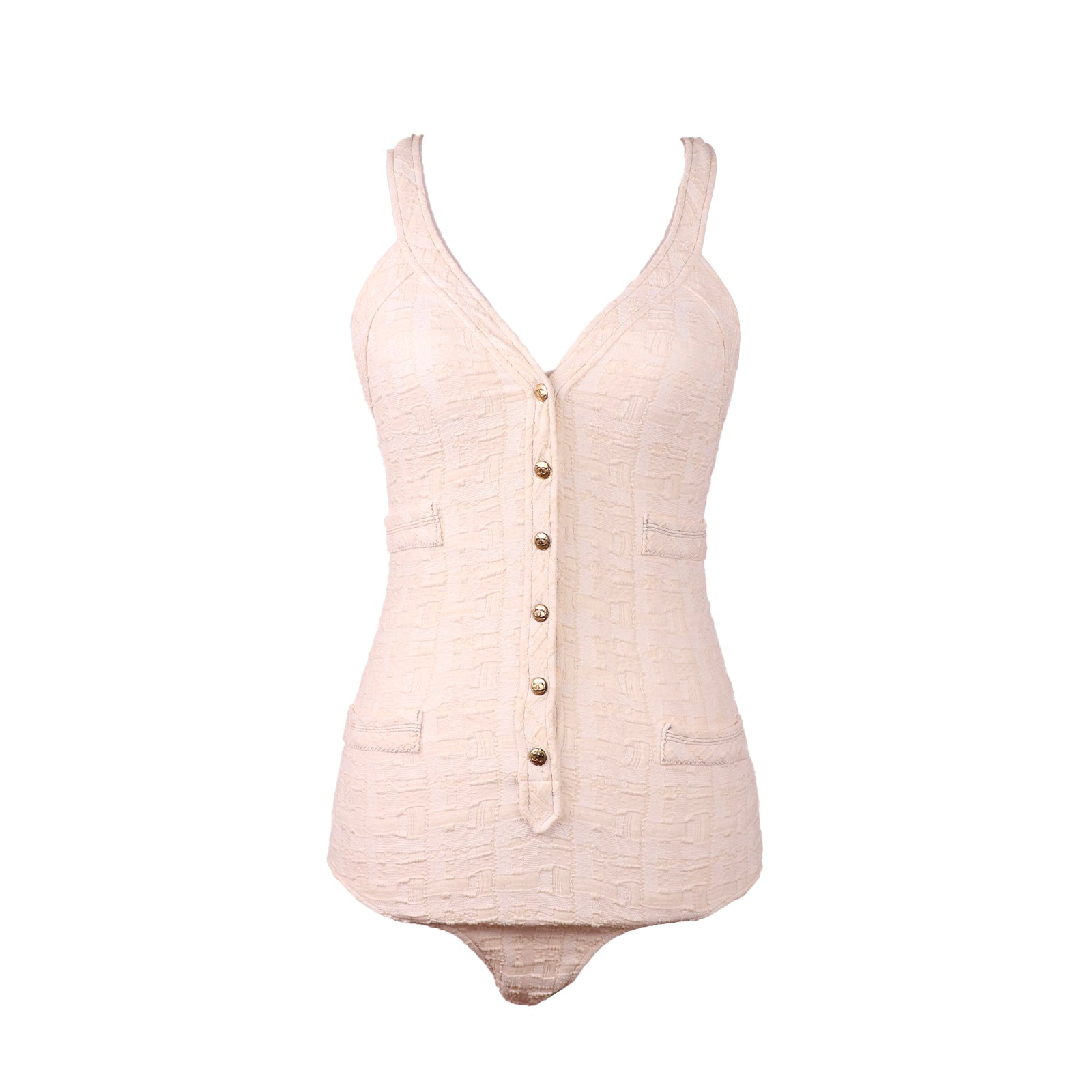 CHANEL - Maillot de bain en tweed beige (T38)