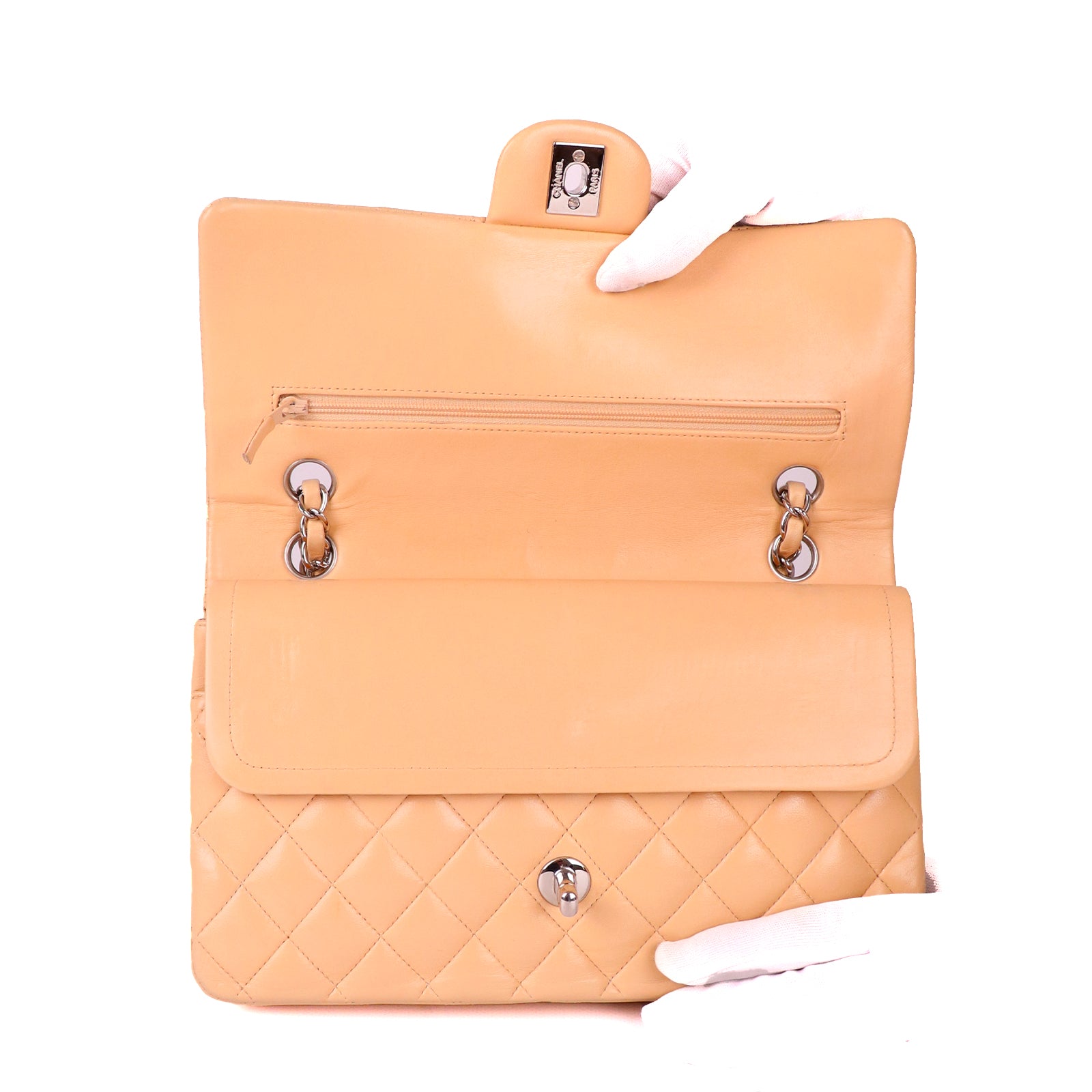 CHANEL - Sac Timeless medium en cuir beige