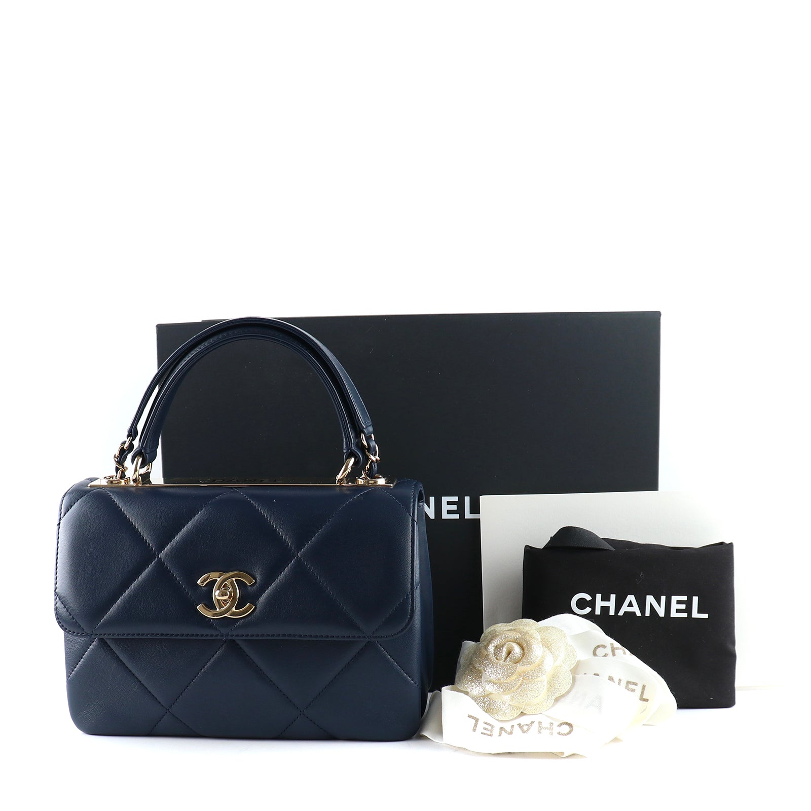 CHANEL - Sac à main Trendy CC small en cuir bleu marine