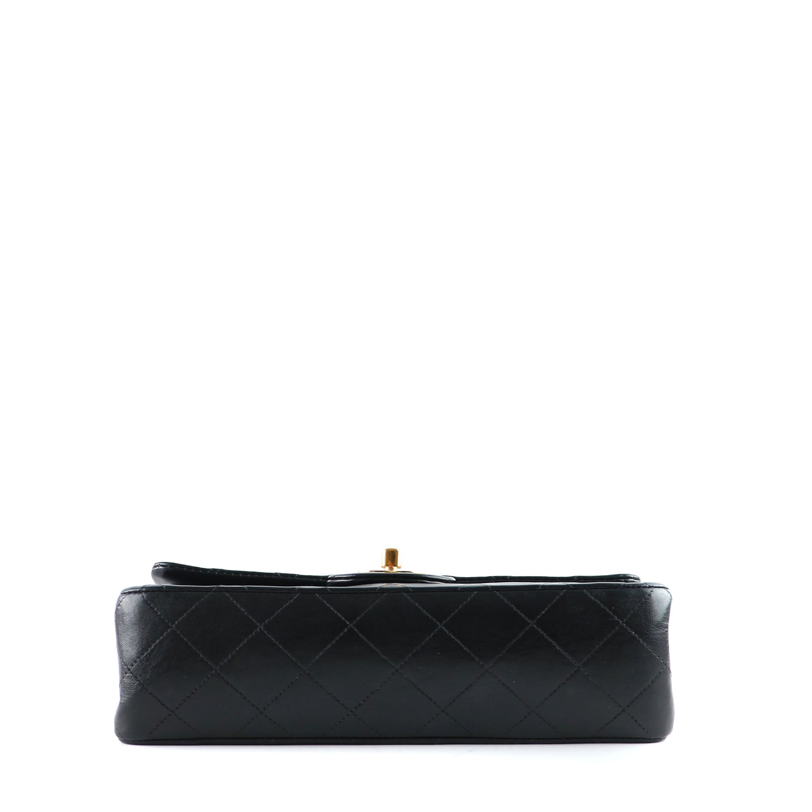 CHANEL - Sac à main Timeless double flap 23cm en cuir matelassé noir vintage