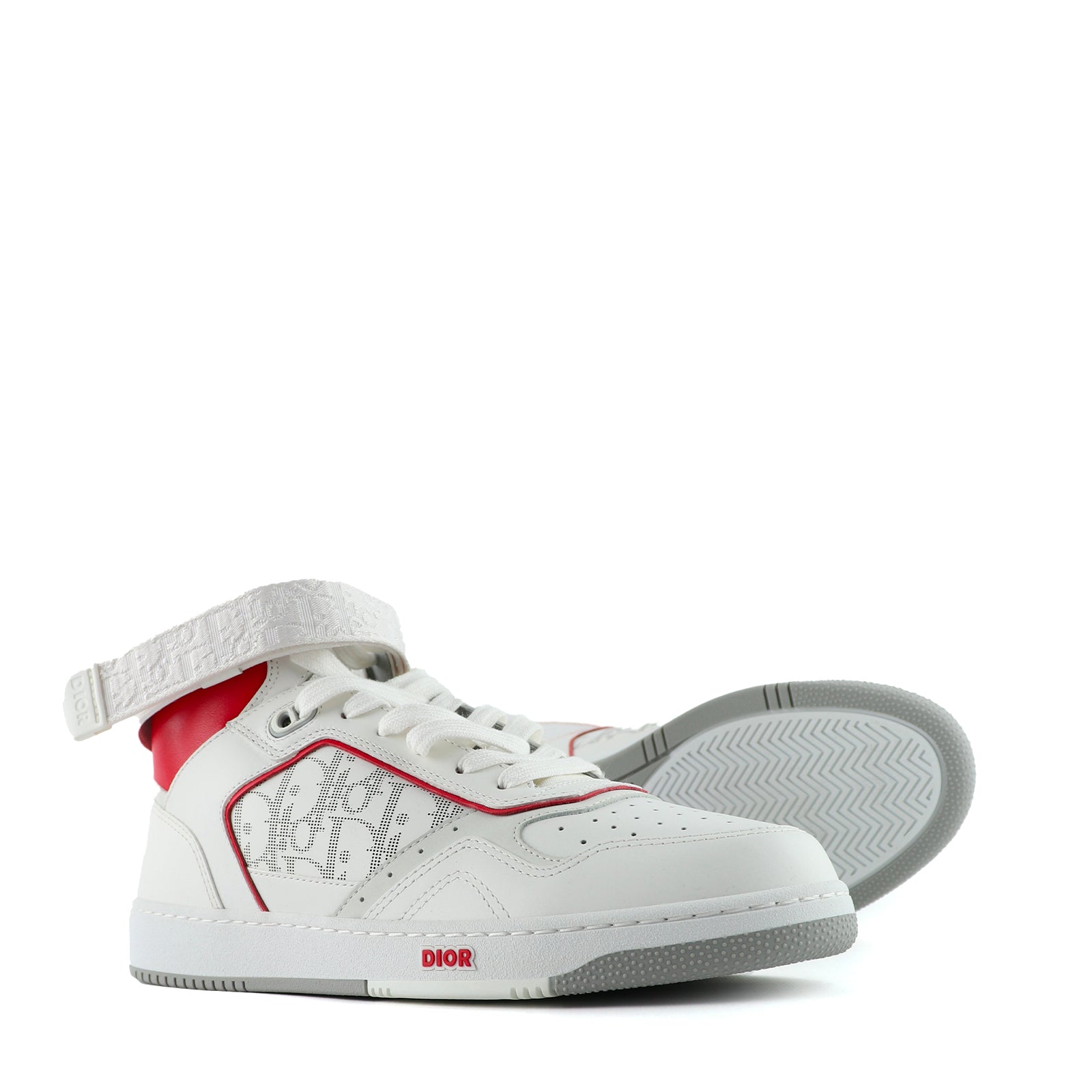 DIOR - B27 High sneakers in white and red leather (T42)