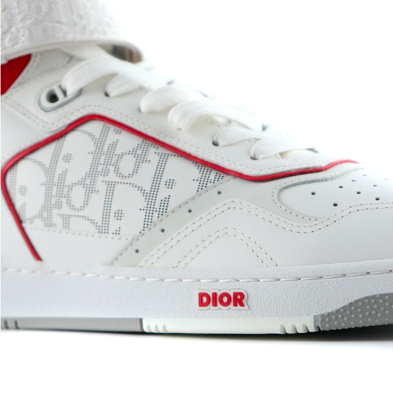 DIOR - B27 High sneakers in white and red leather (T42)