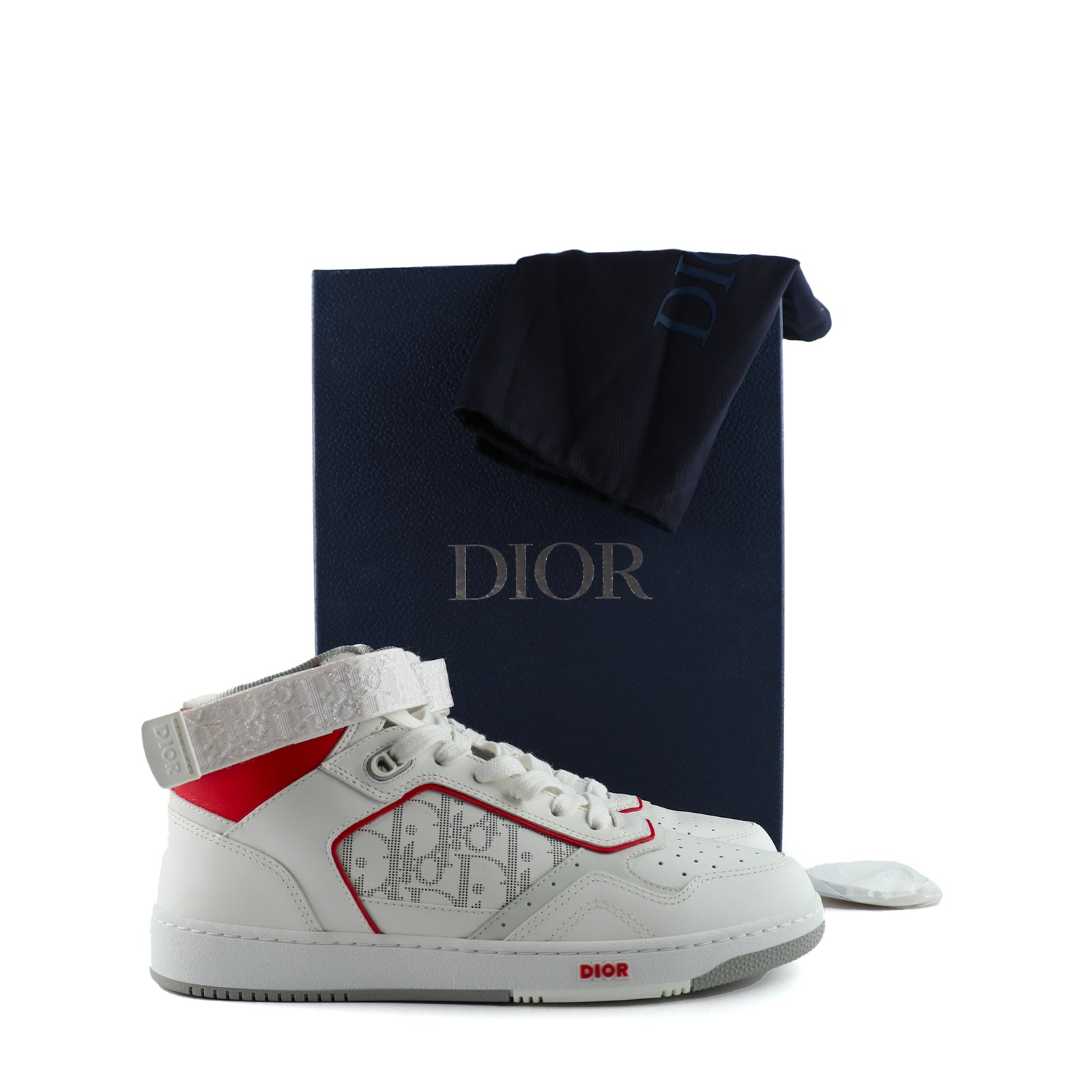 DIOR - B27 High sneakers in white and red leather (T42)