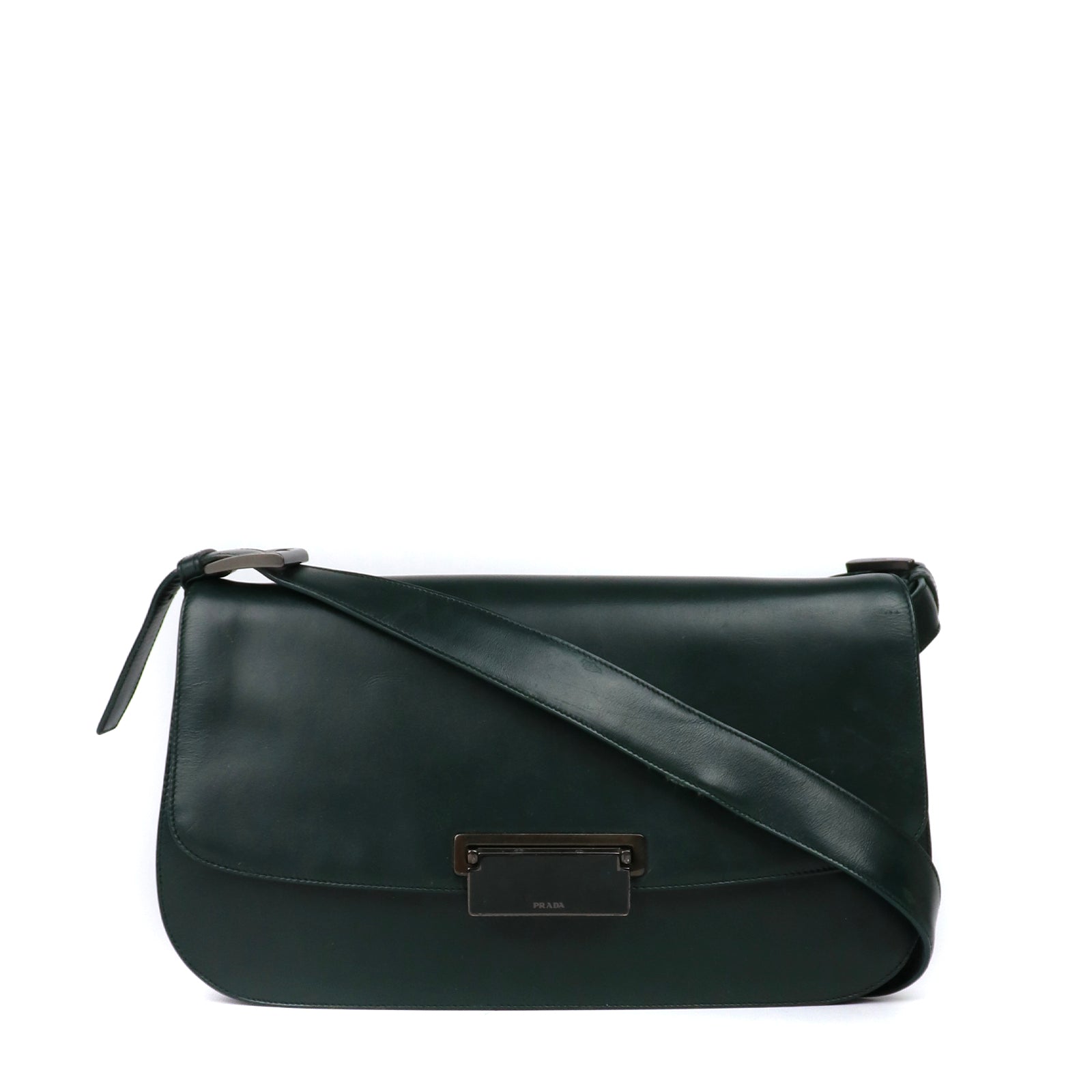 PRADA - Sac à main en cuir gris avec bandoulière amovible