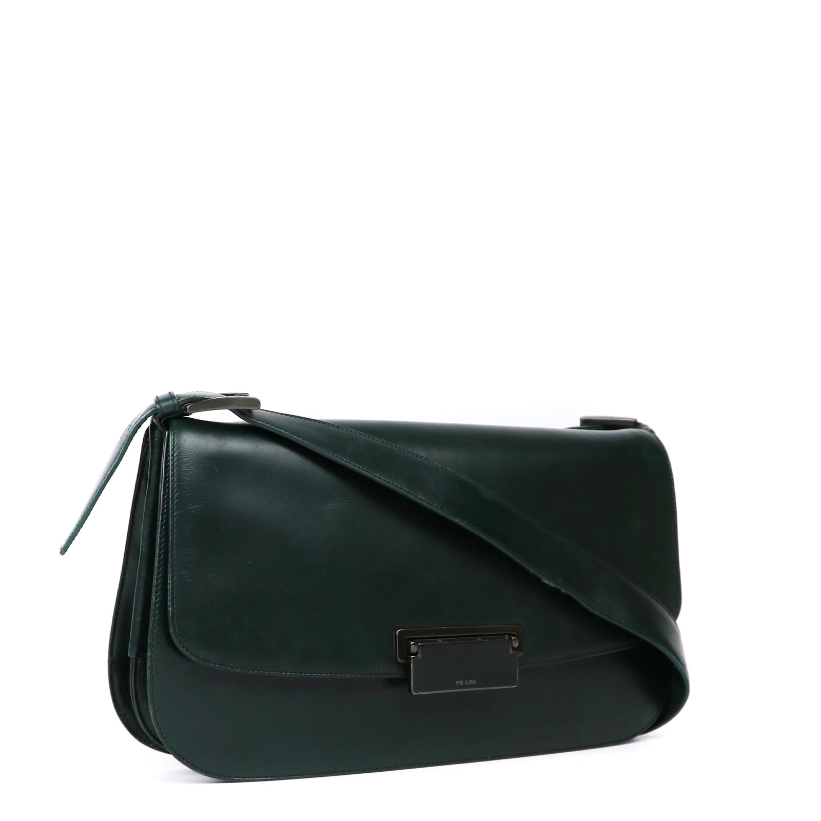 PRADA - Sac à main en cuir gris avec bandoulière amovible