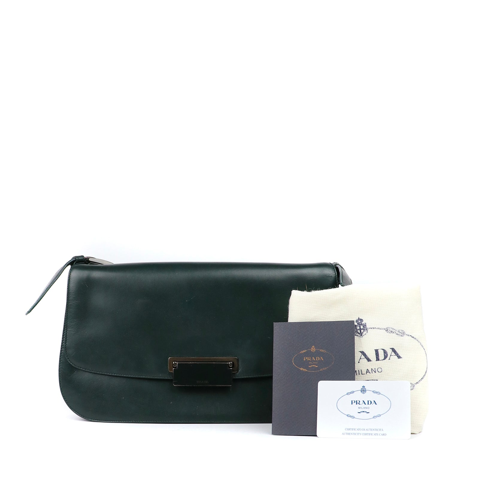 PRADA - Sac à main en cuir gris avec bandoulière amovible