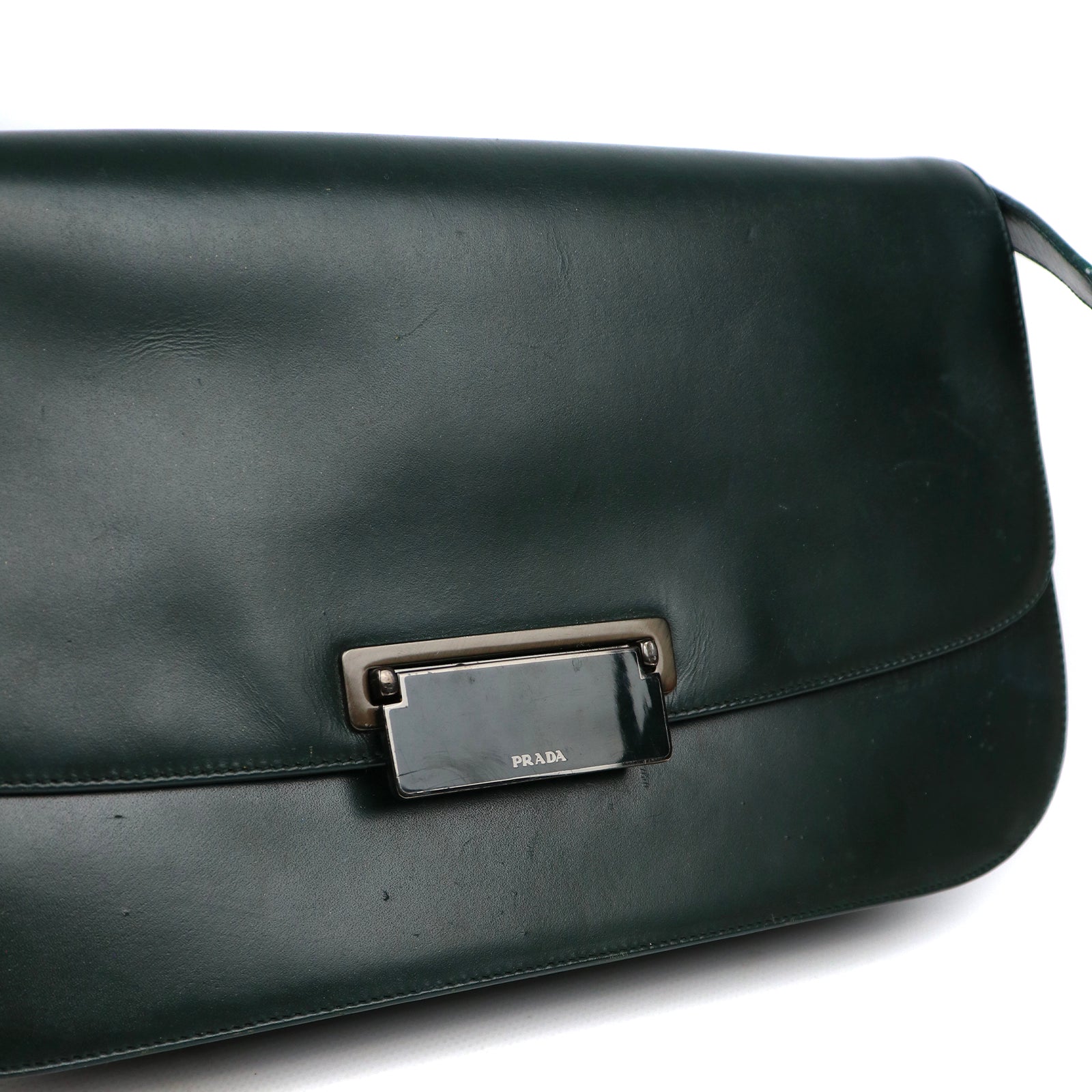PRADA - Sac à main en cuir gris avec bandoulière amovible