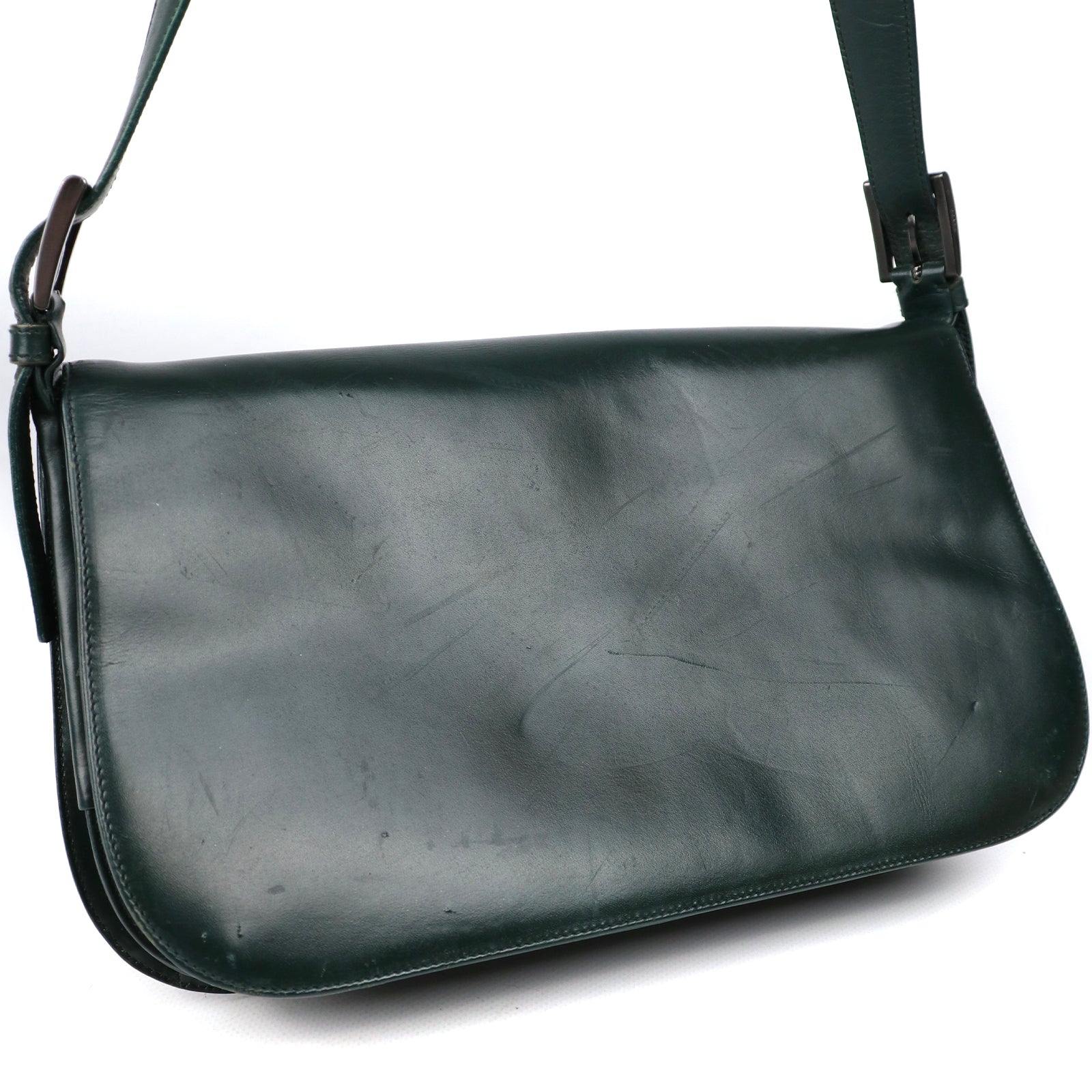 PRADA - Sac à main en cuir gris avec bandoulière amovible