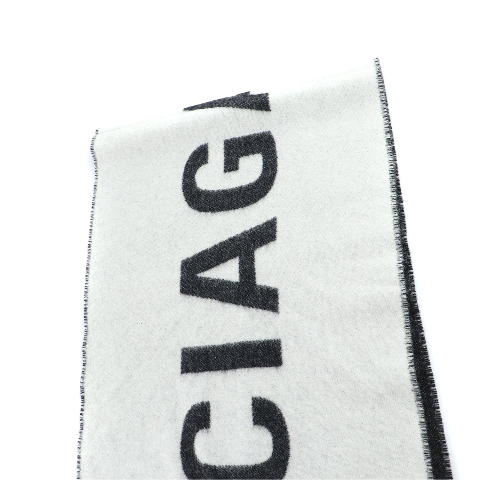 BALENCIAGA - Écharpe en laine grise et blanche