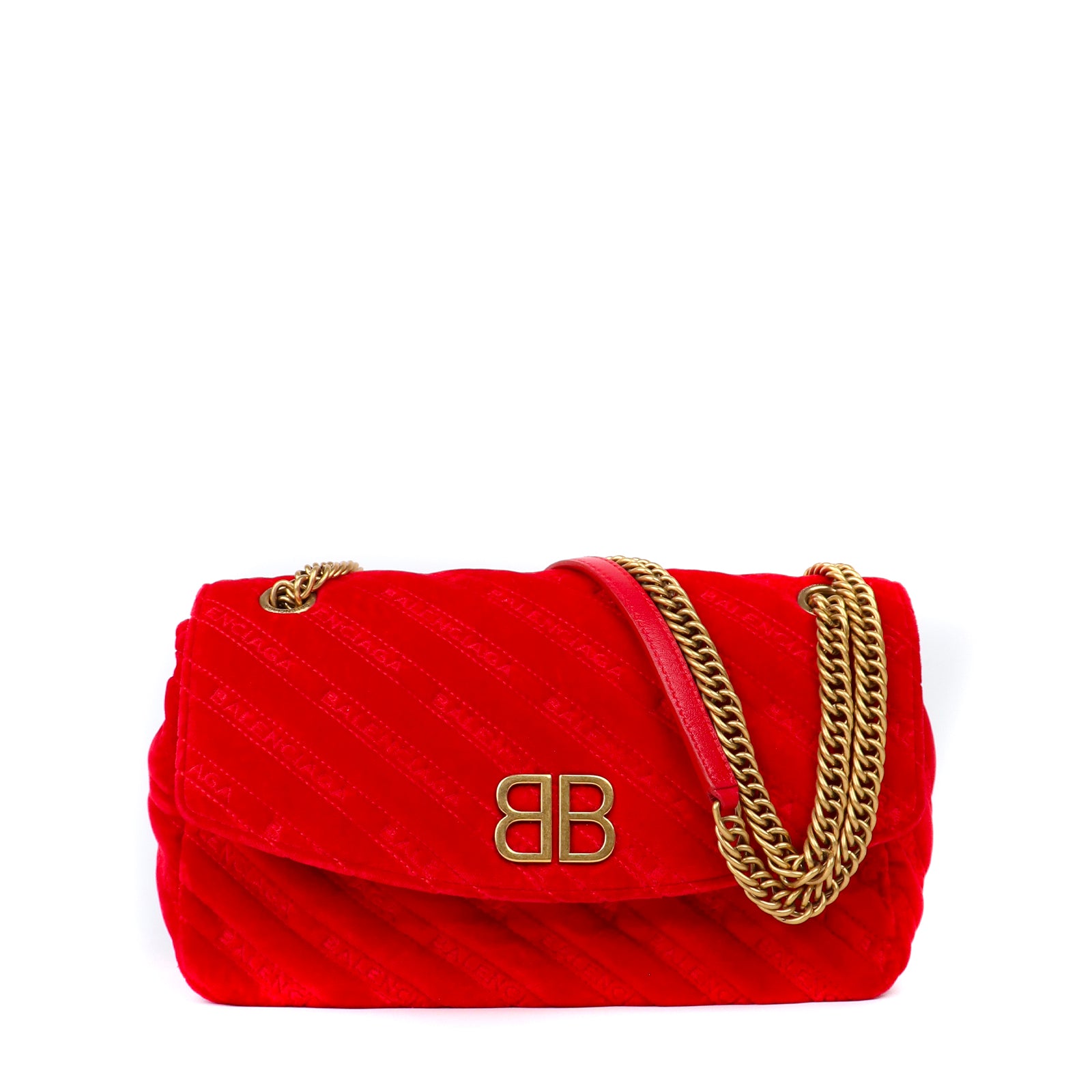 BALENCIAGA - Sac à bandoulière BB Round en velours