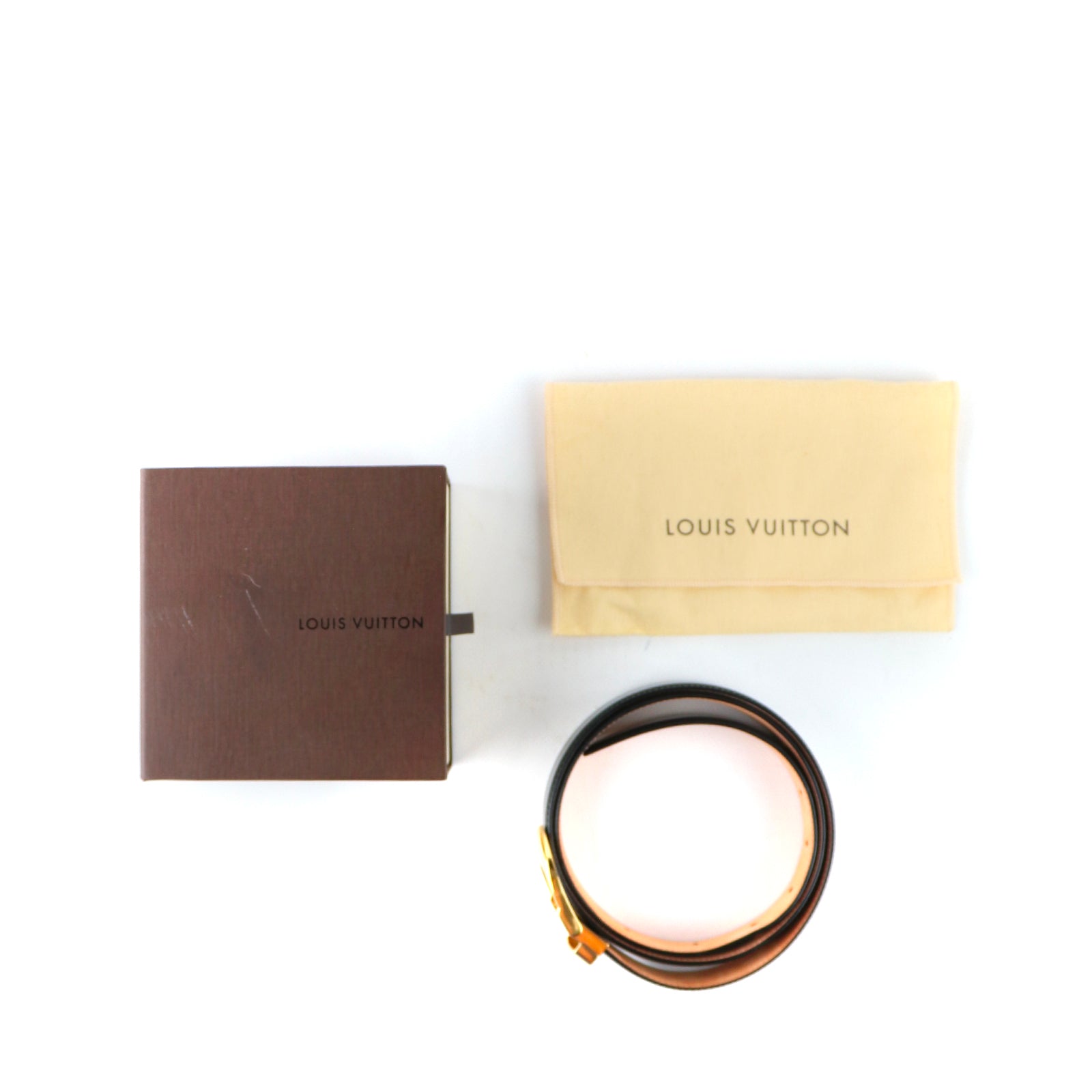 LOUIS VUITTON - Ceinture en cuir noir (T100)