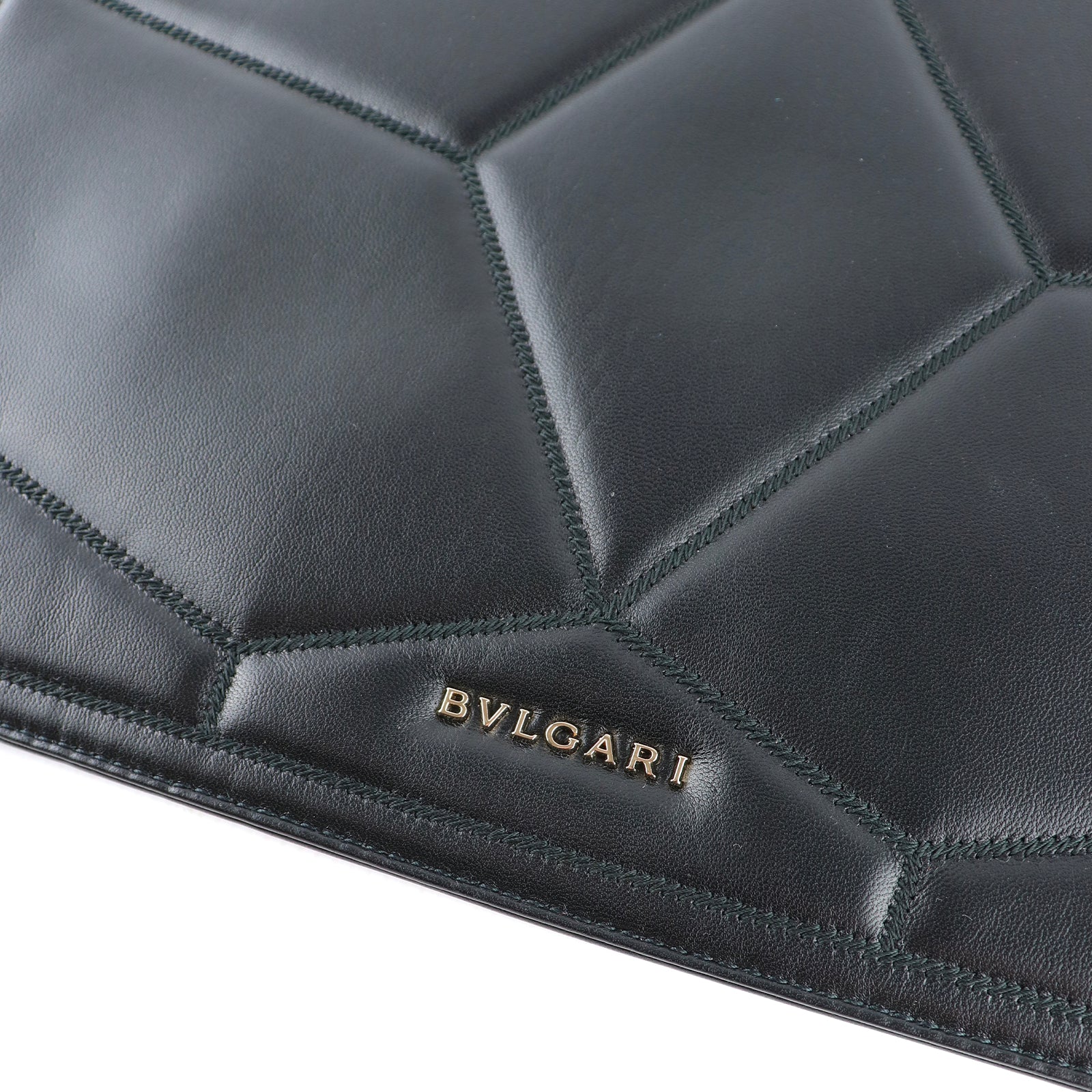 BULGARI - Pochette Serpenti en cuir noir