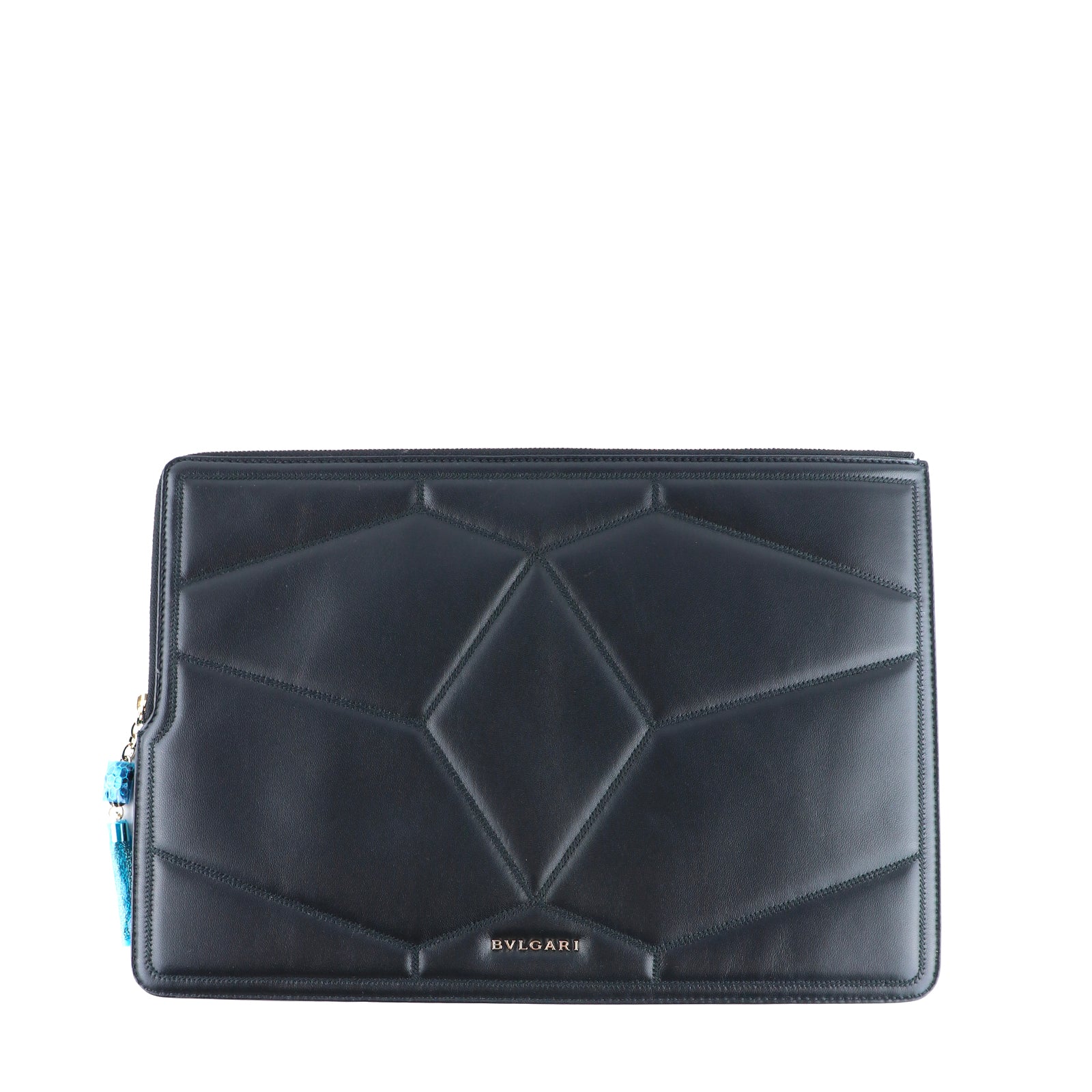 BULGARI - Pochette Serpenti en cuir noir