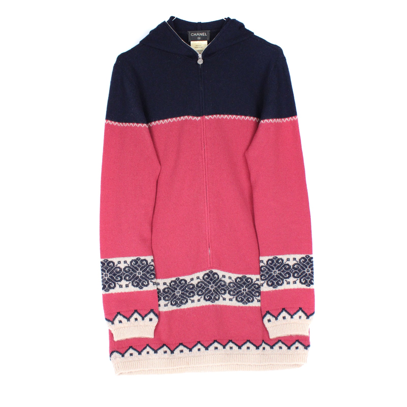 CHANEL - Pull long zippé en laine (T40)