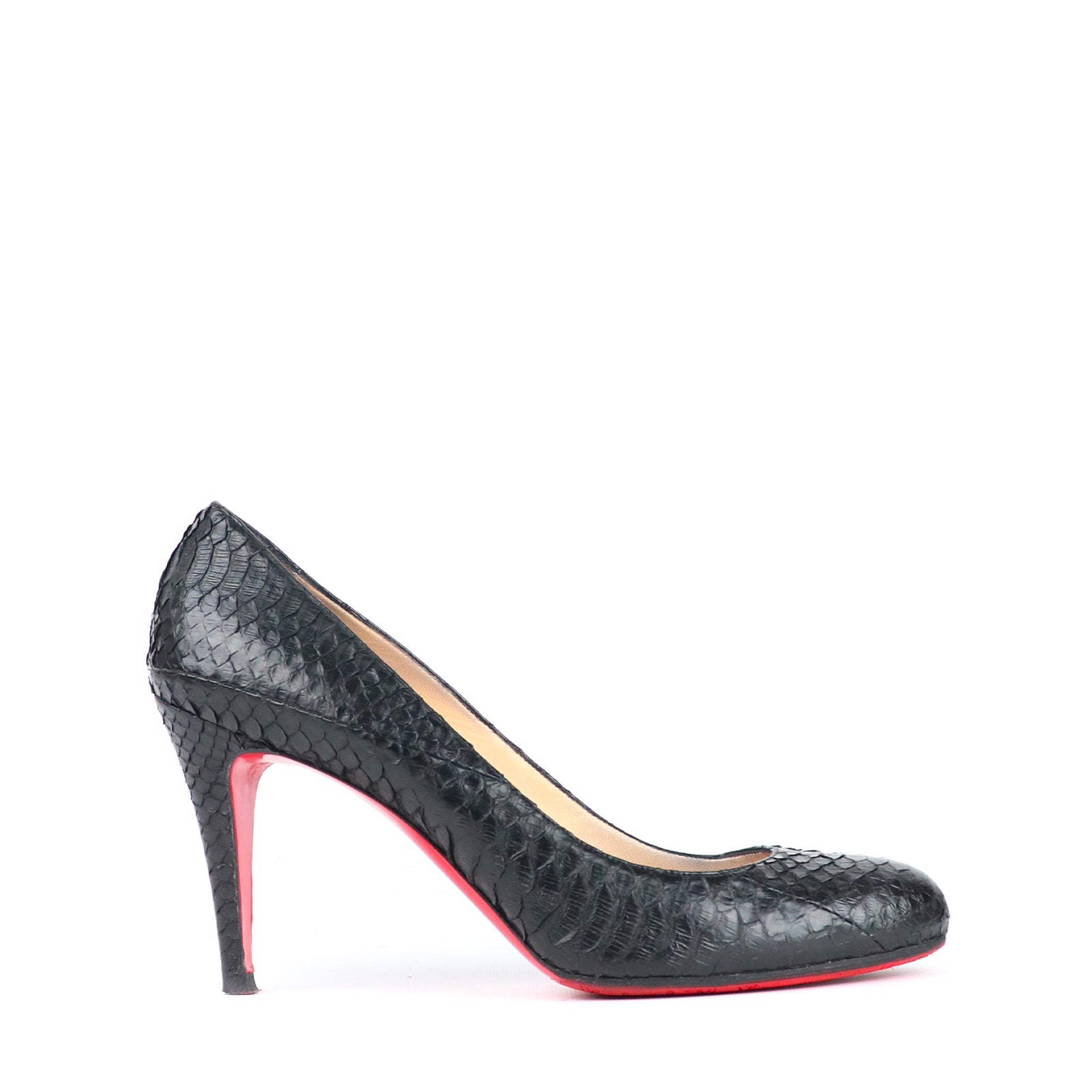 LOUBOUTIN - Escarpins Plum en python noir (T40,5)