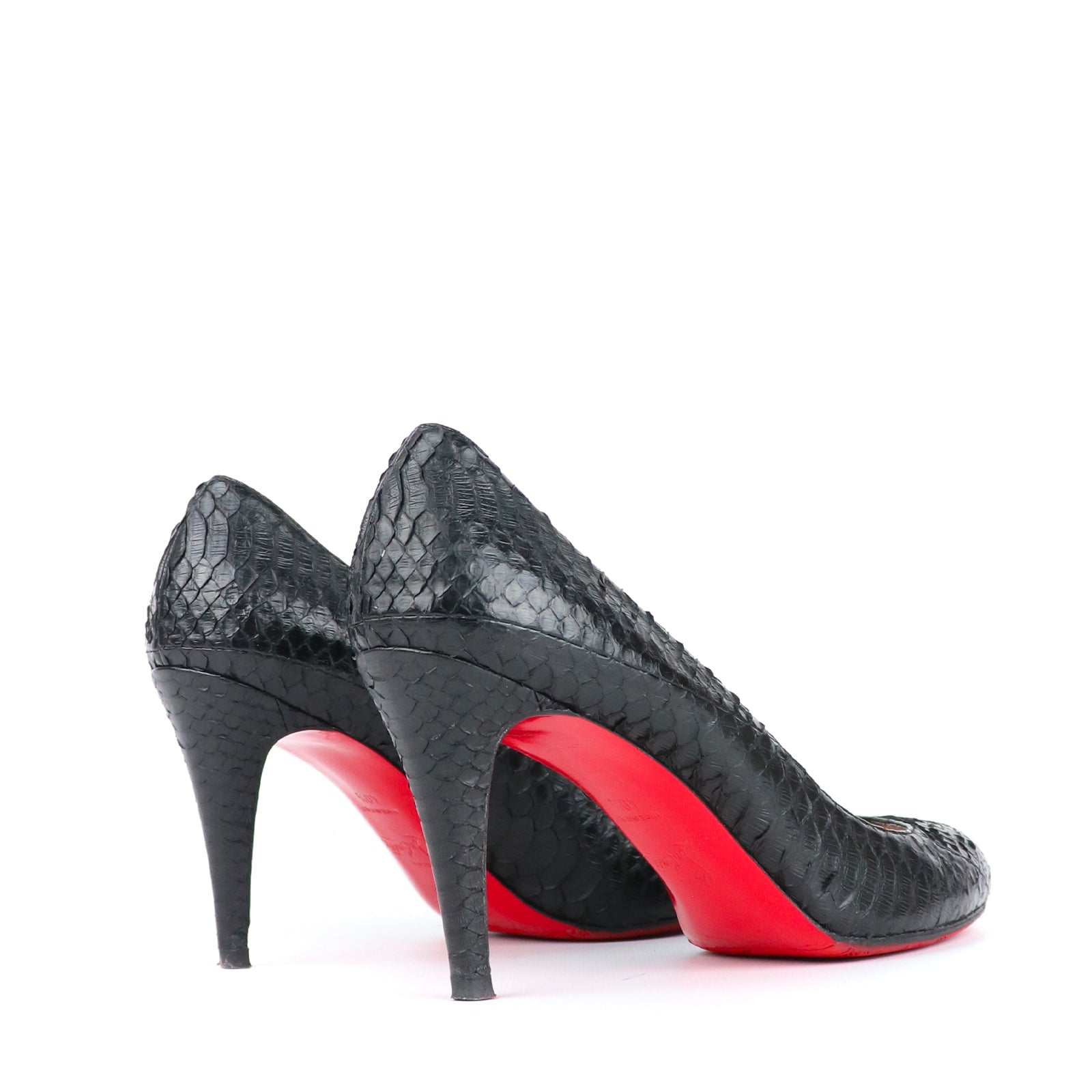 LOUBOUTIN - Escarpins Plum en python noir (T40,5)