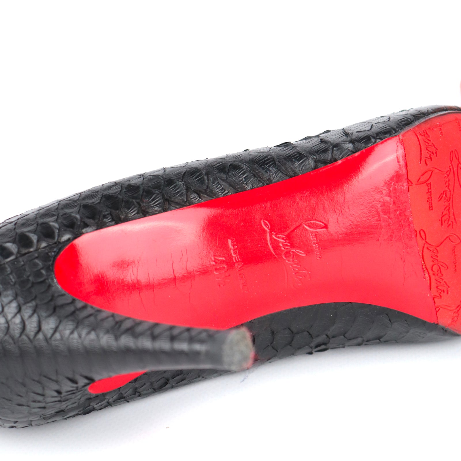 LOUBOUTIN - Escarpins Plum en python noir (T40,5)