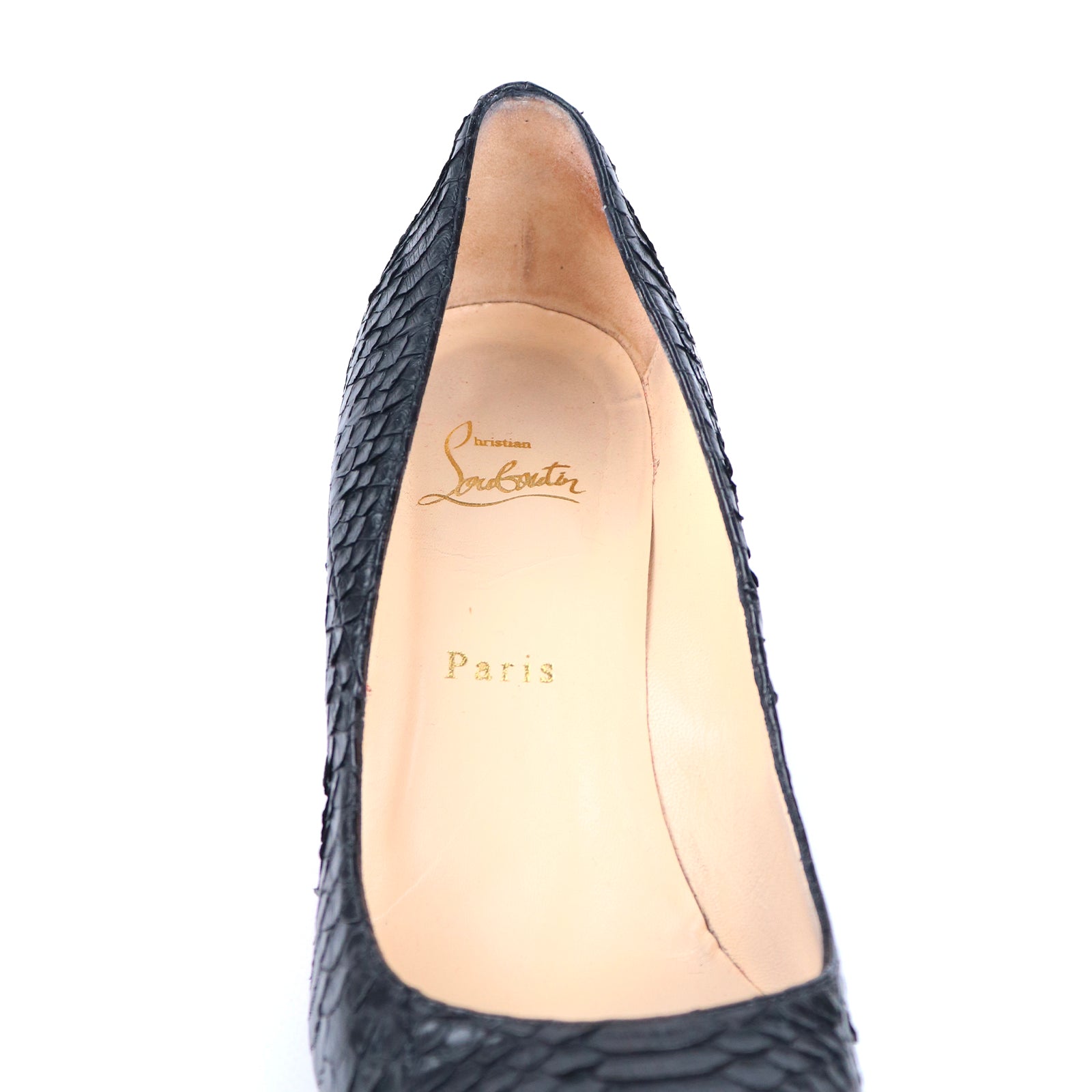 LOUBOUTIN - Escarpins Plum en python noir (T40,5)