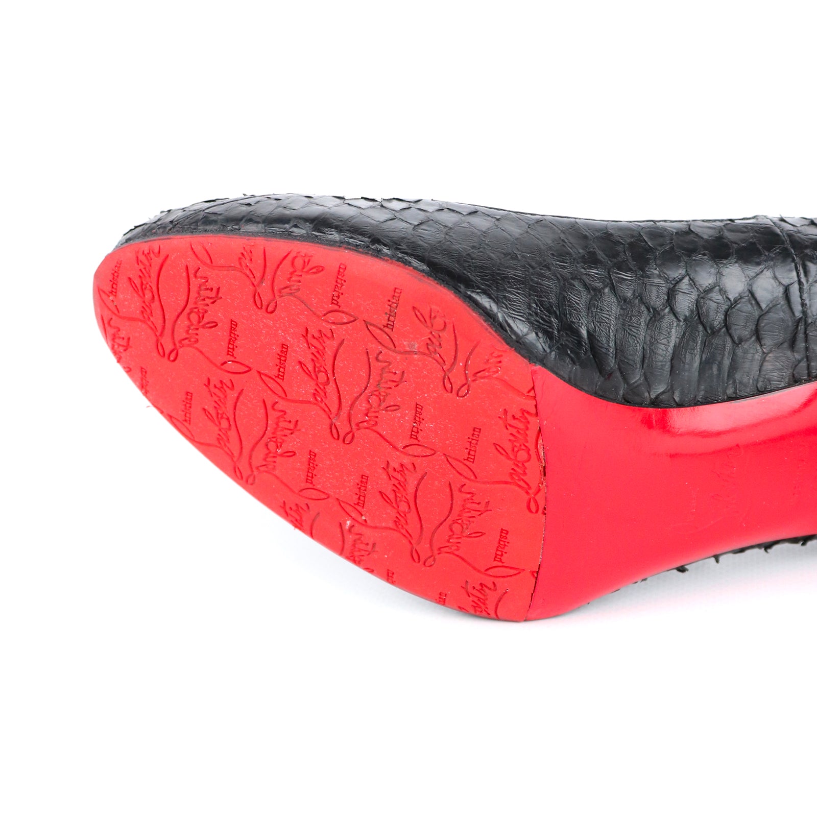 LOUBOUTIN - Escarpins Plum en python noir (T40,5)