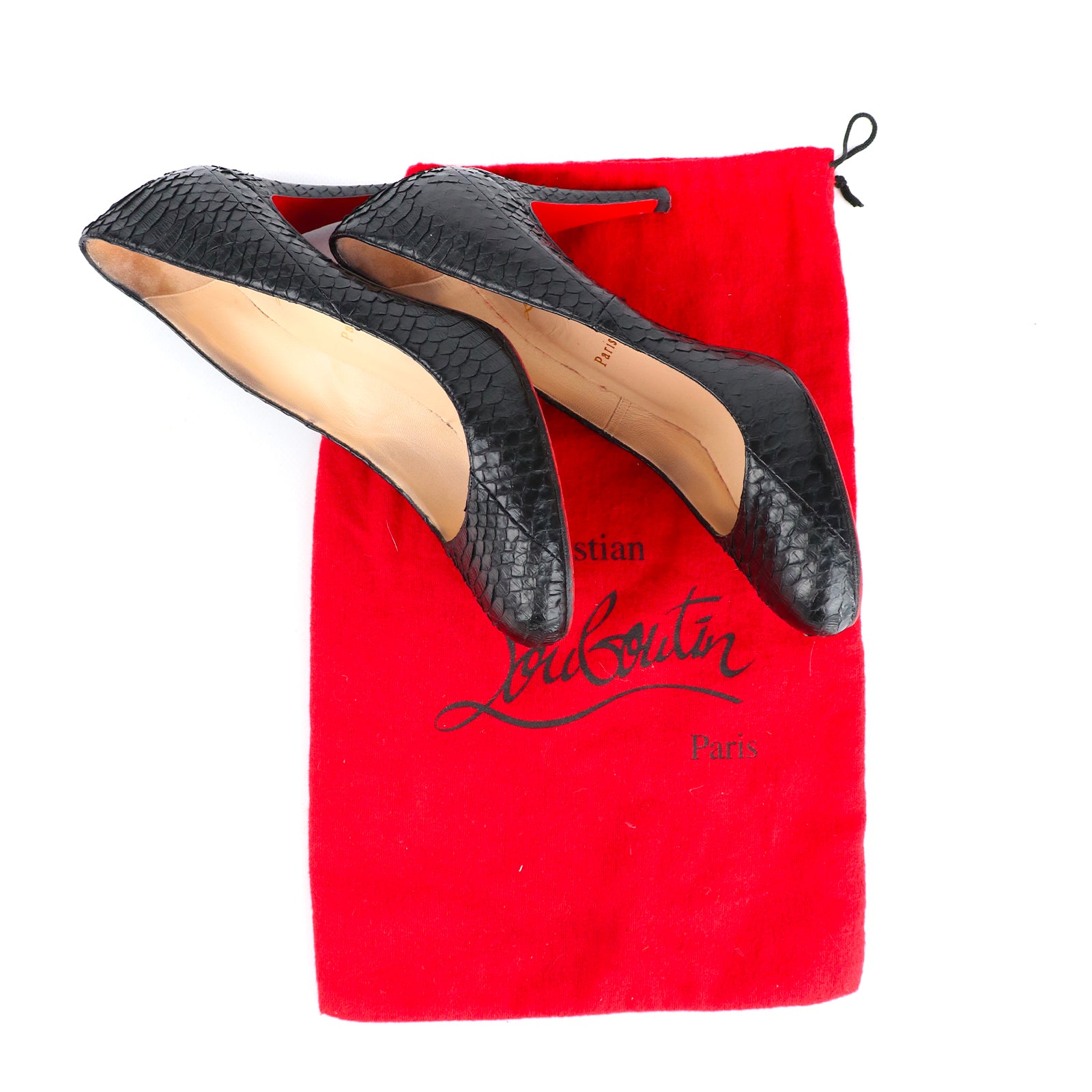 LOUBOUTIN - Escarpins Plum en python noir (T40,5)