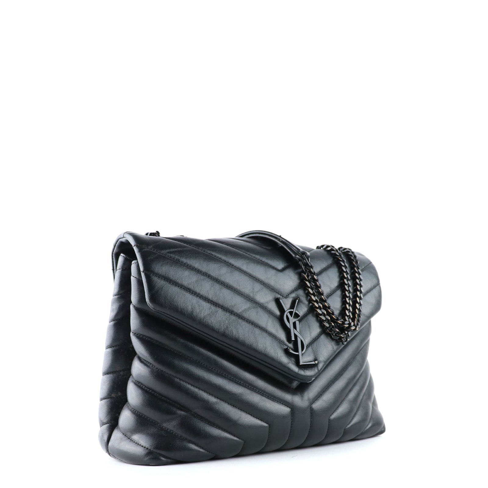 SAINT LAURENT - Loulou medium en cuir matelassé full black