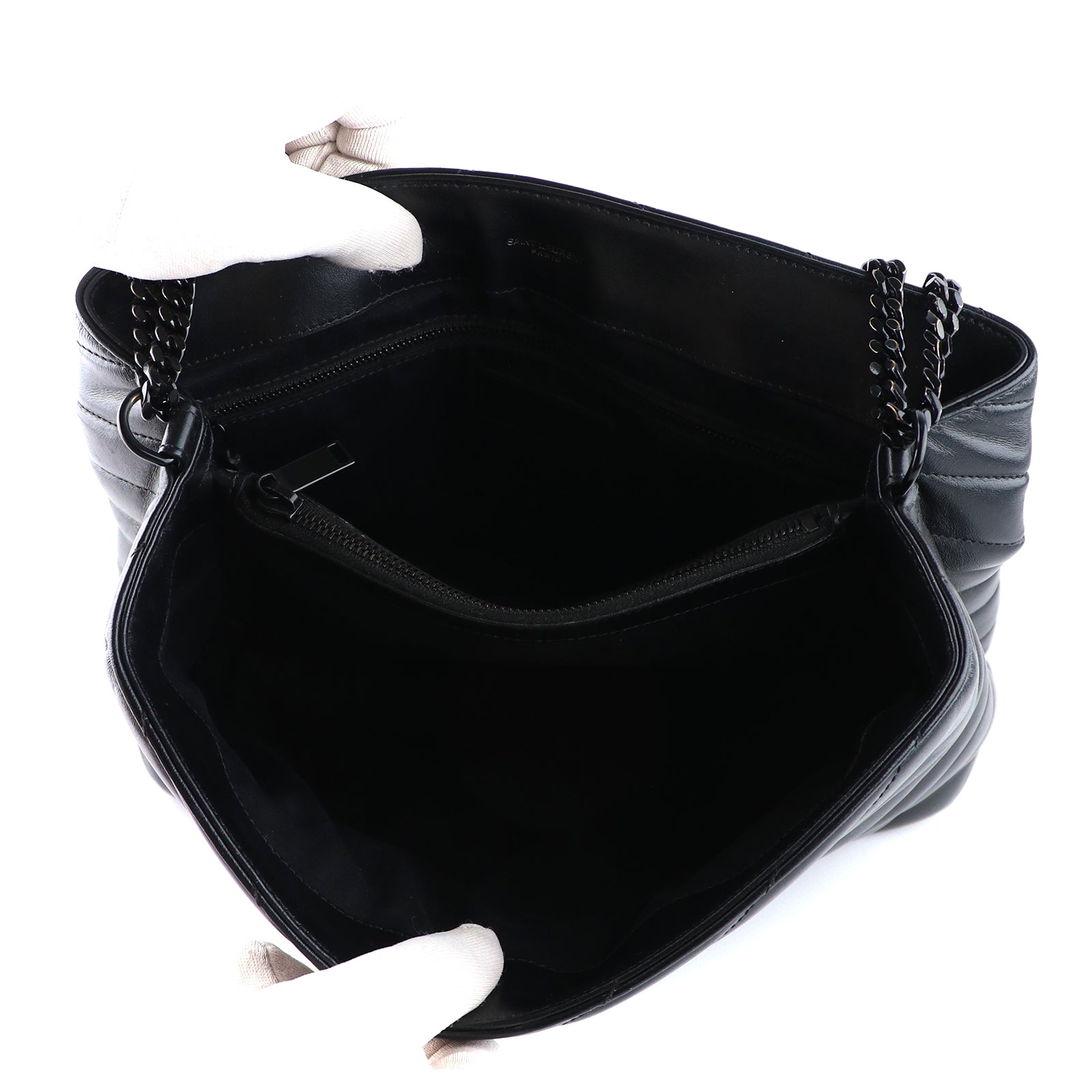 SAINT LAURENT - Loulou medium en cuir matelassé full black