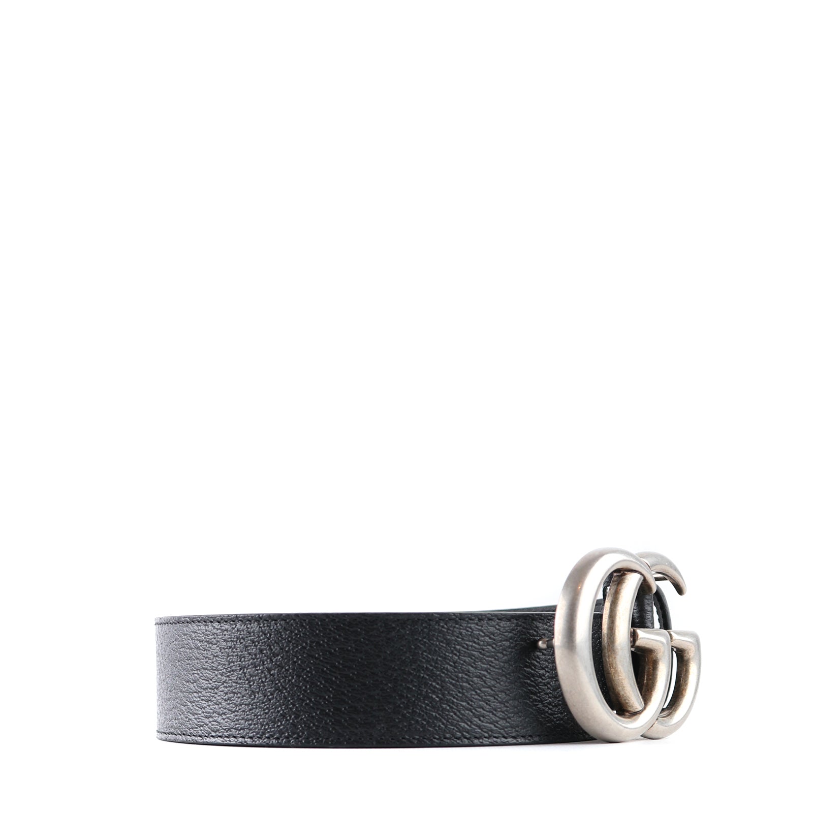 GUCCI - Ceinture GG Buckle en cuir grainé noir (T95)
