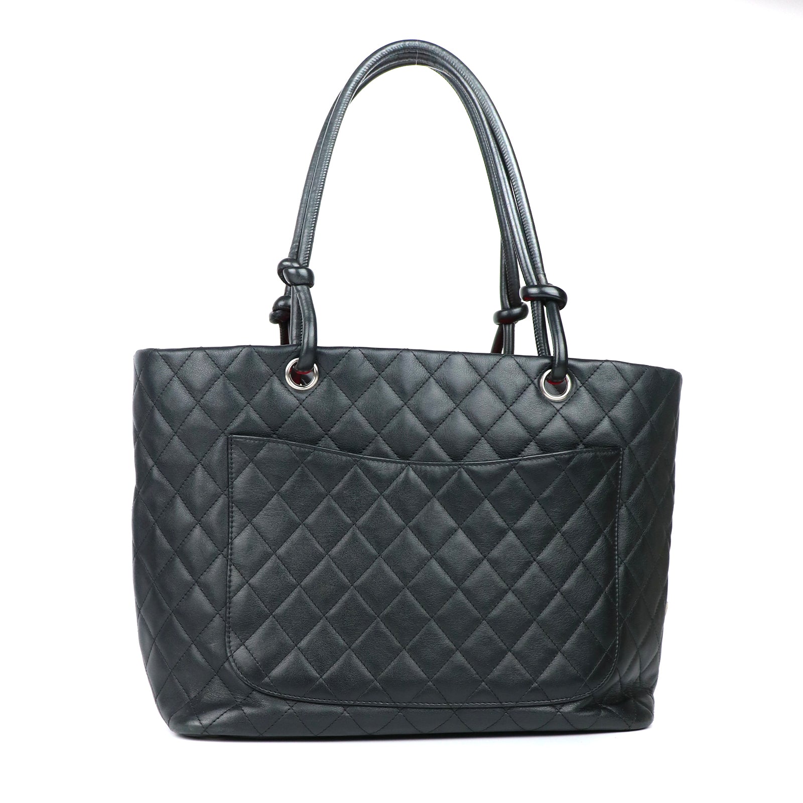 CHANEL - Sac cabas Chanel Cambon en cuir matelassé noir