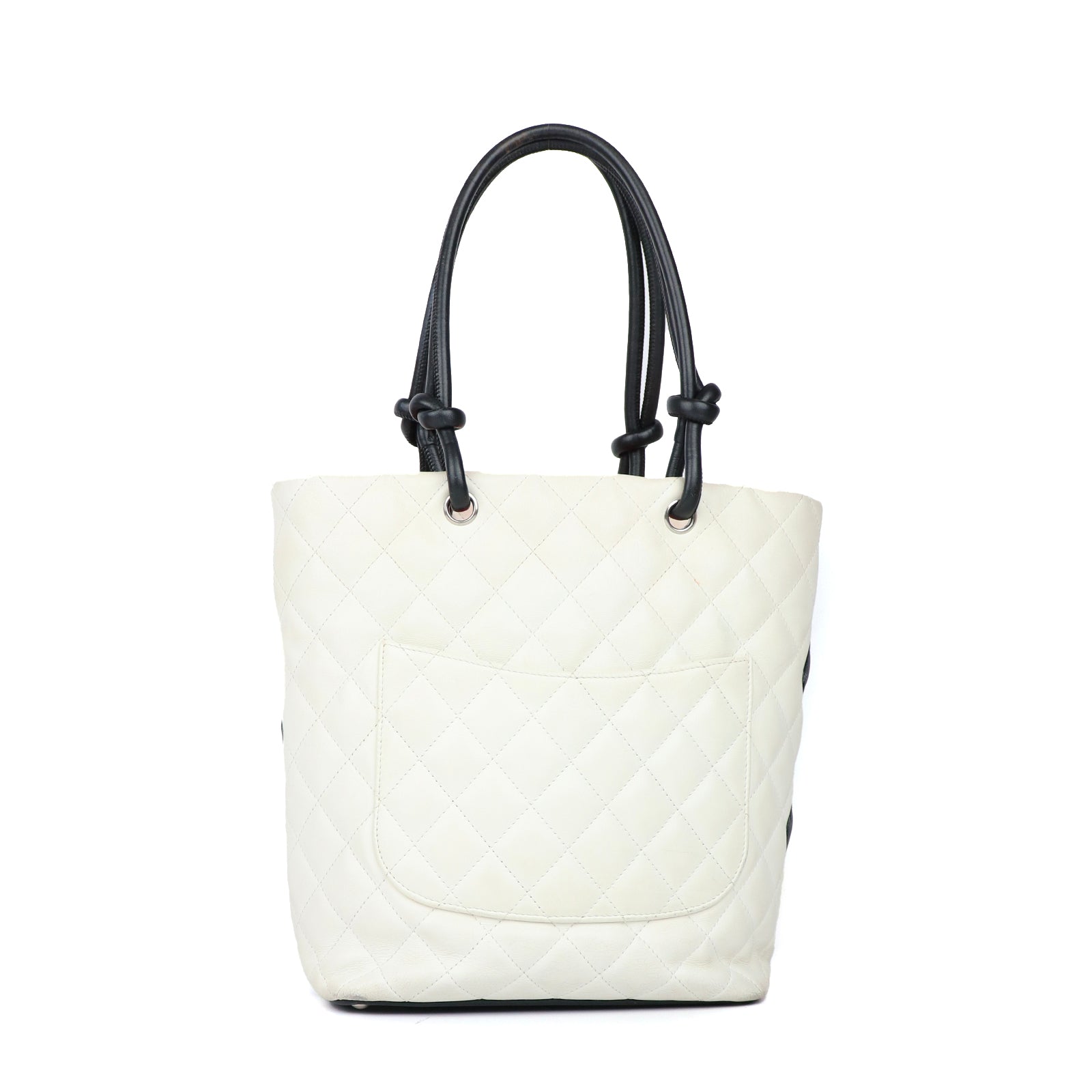 CHANEL - Sac cabas Chanel Cambon en cuir matelassé blanc