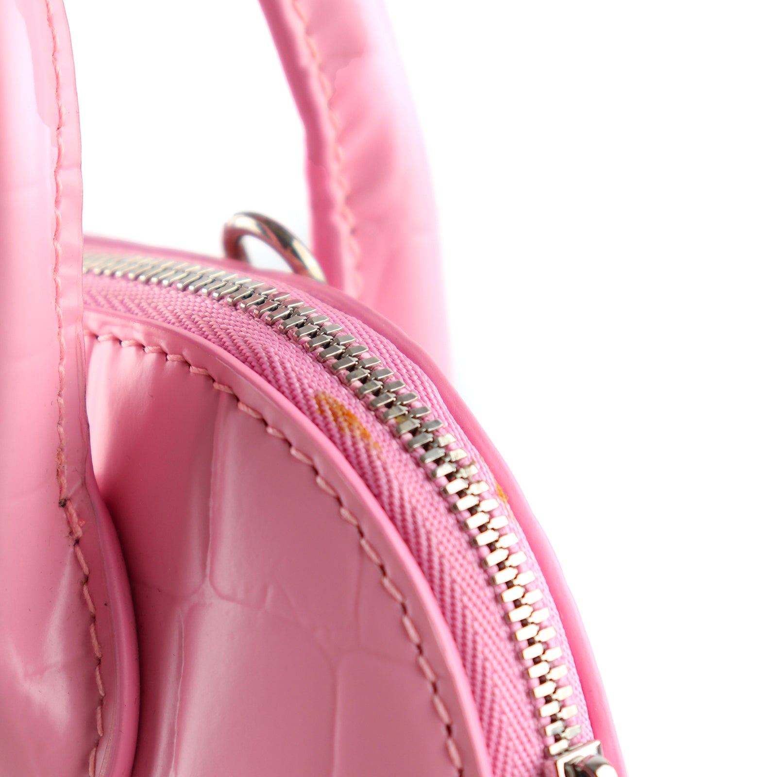 BALENCIAGA - Ville shoulder bag in pink crocodile-embossed leather