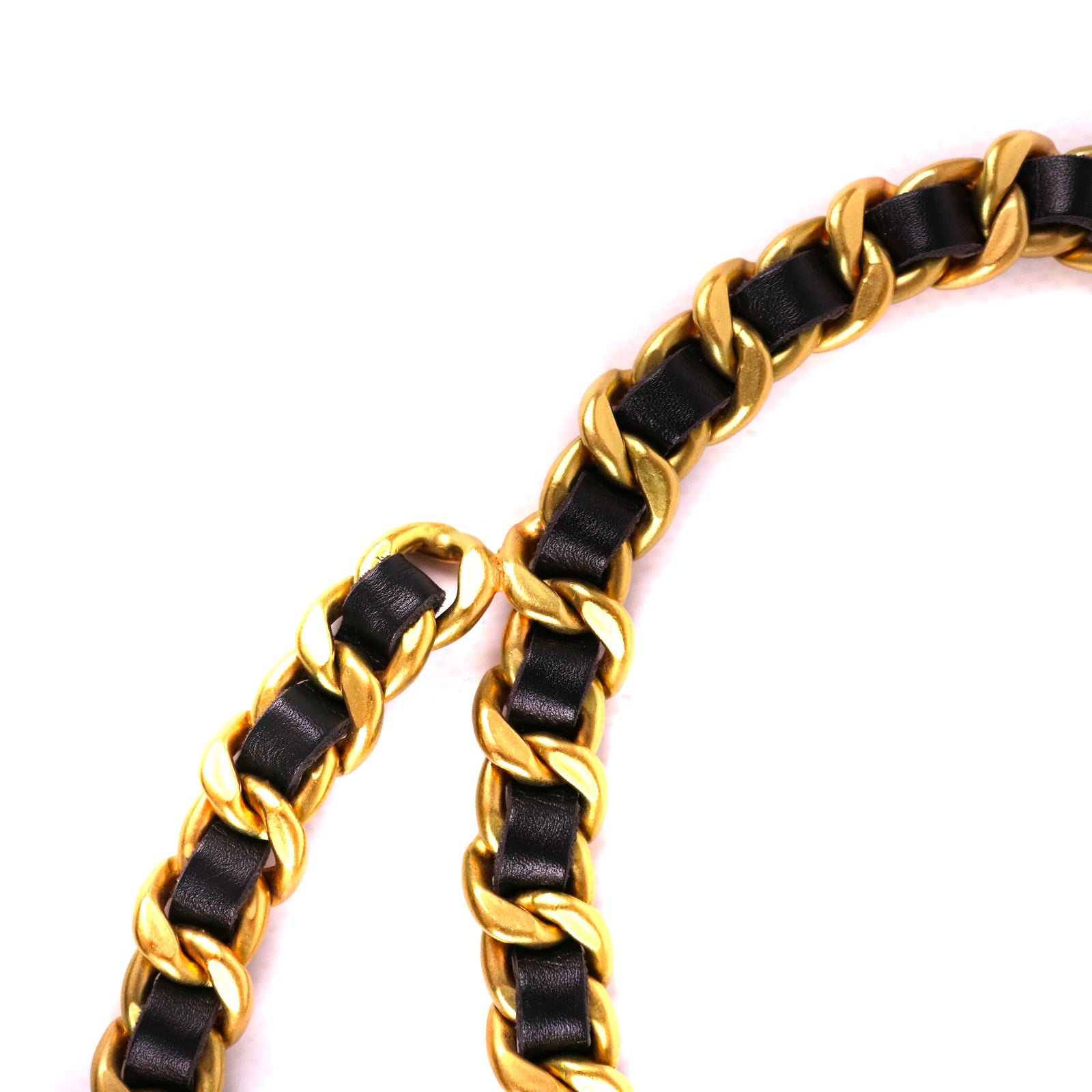CHANEL - Ceinture chaîne cuir vintage (T90)