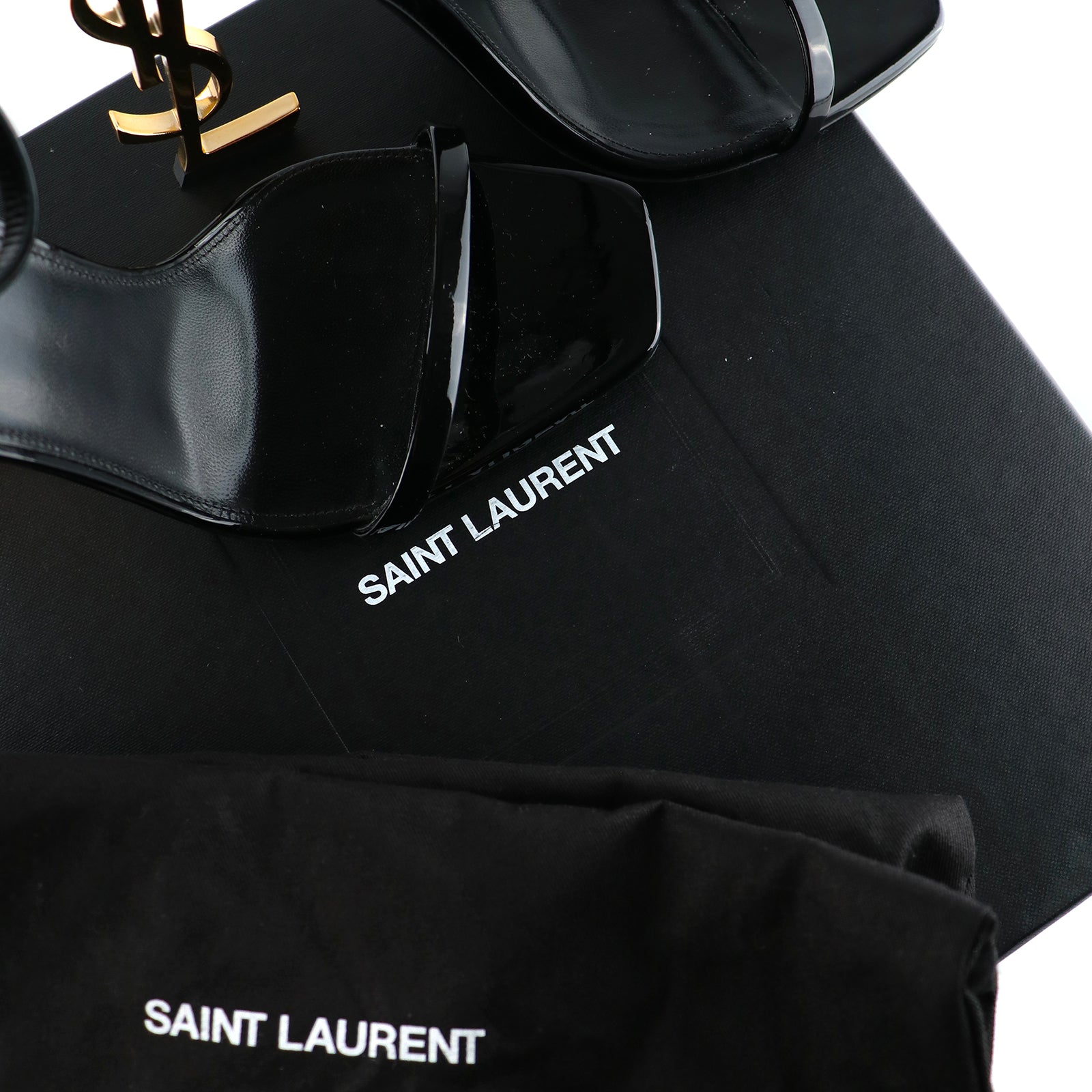 SAINT LAURENT - Sandales Opyum en cuir noir (T39,5)