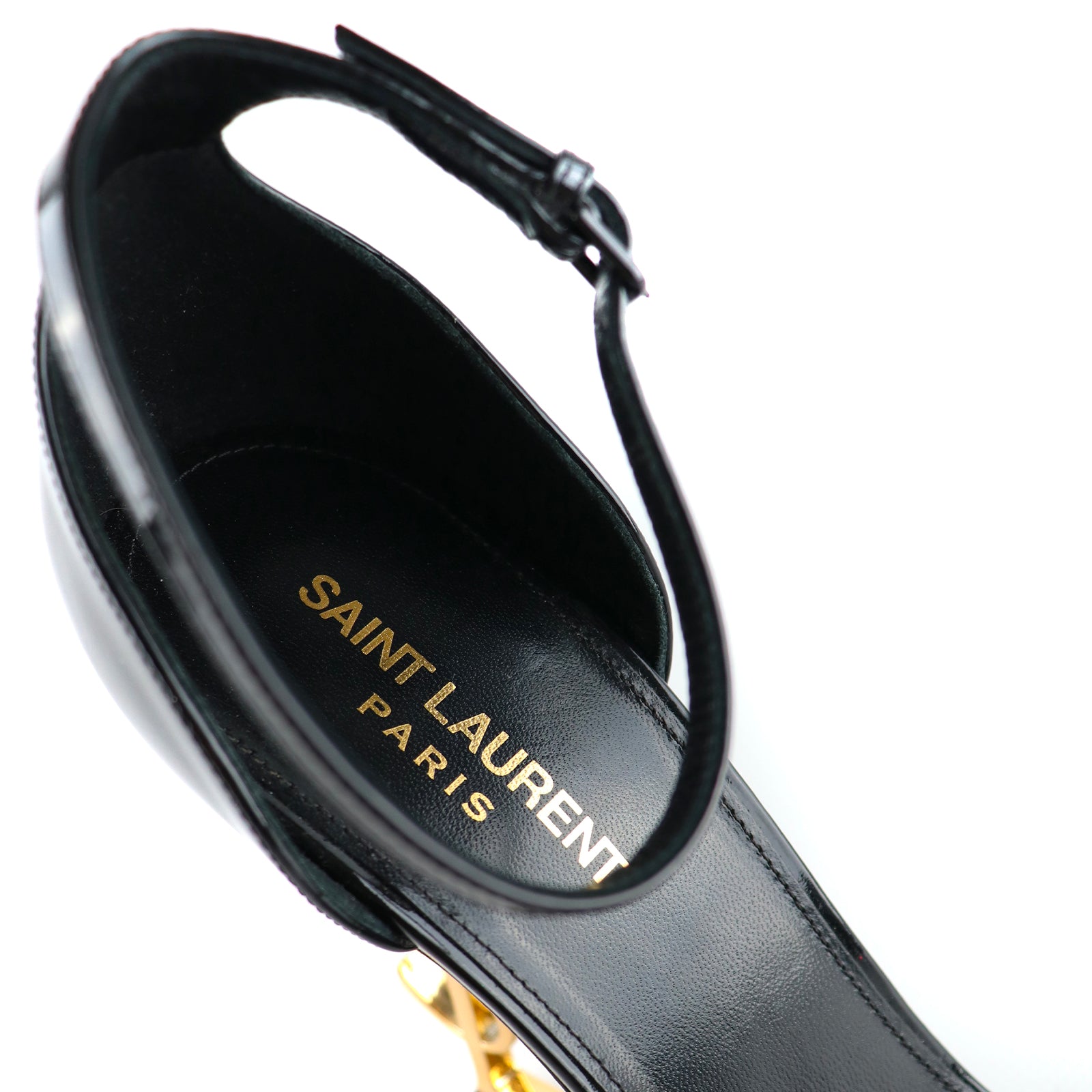 SAINT LAURENT - Sandales Opyum en cuir noir (T39,5)
