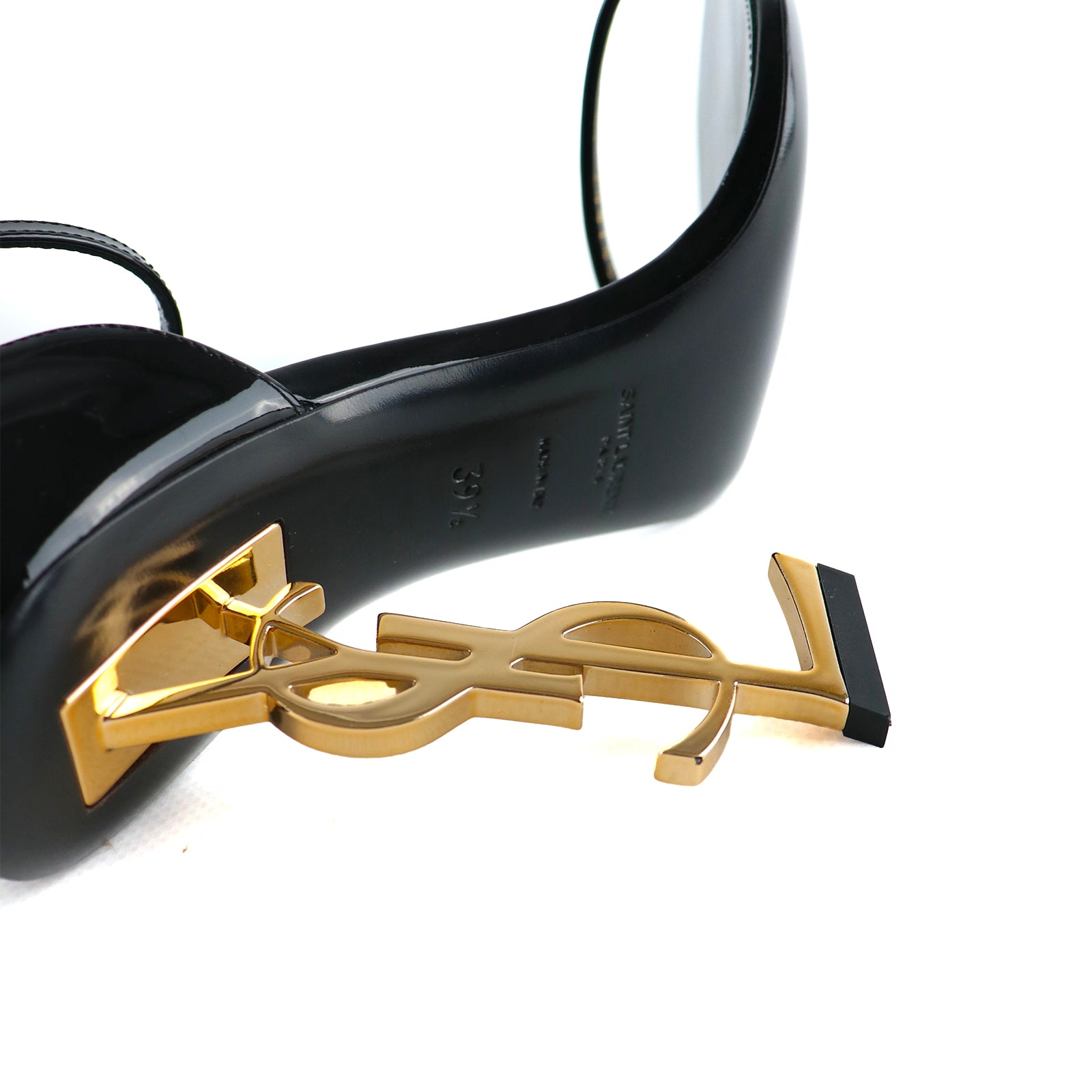 SAINT LAURENT - Sandales Opyum en cuir noir (T39,5)