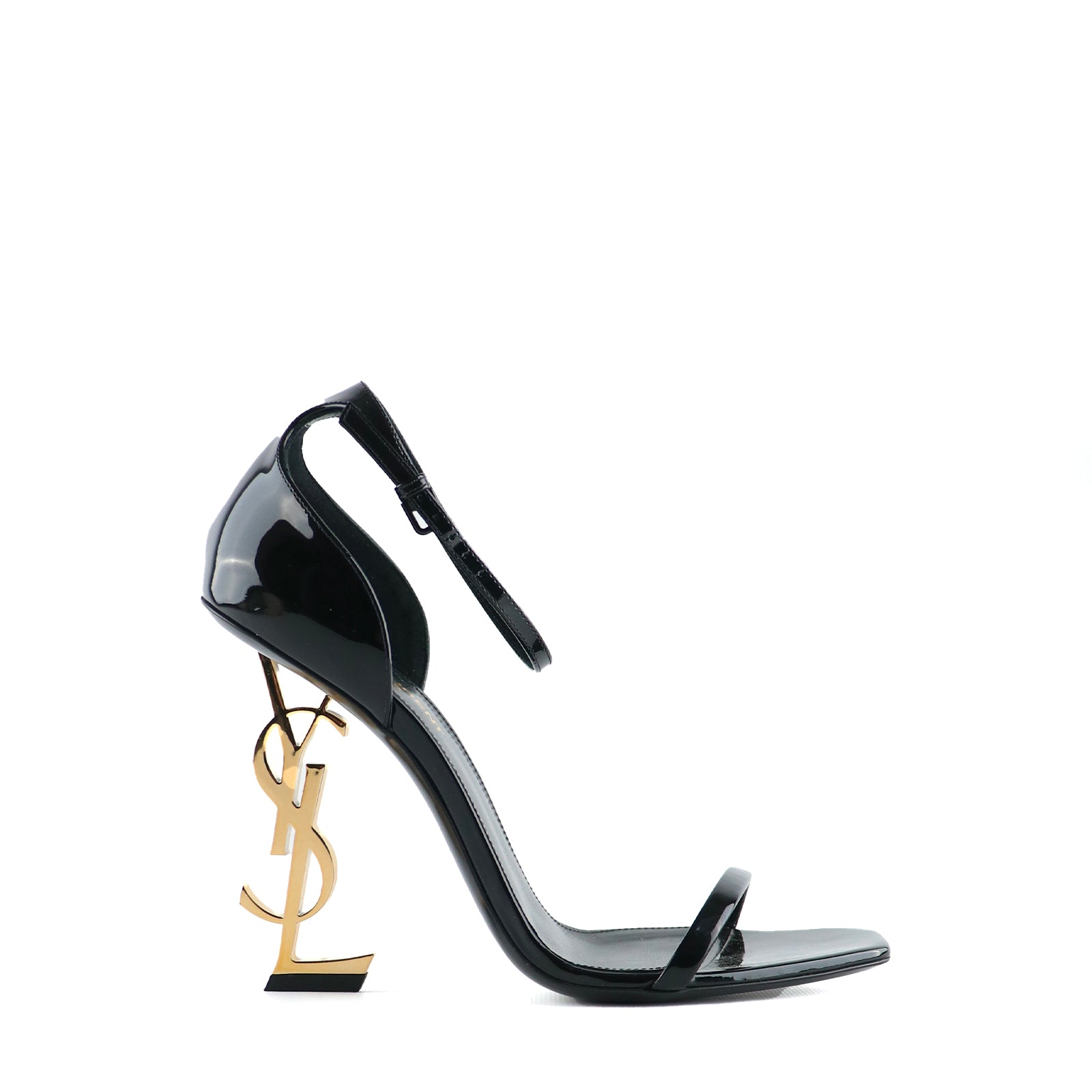SAINT LAURENT - Sandales Opyum en cuir noir (T39,5)