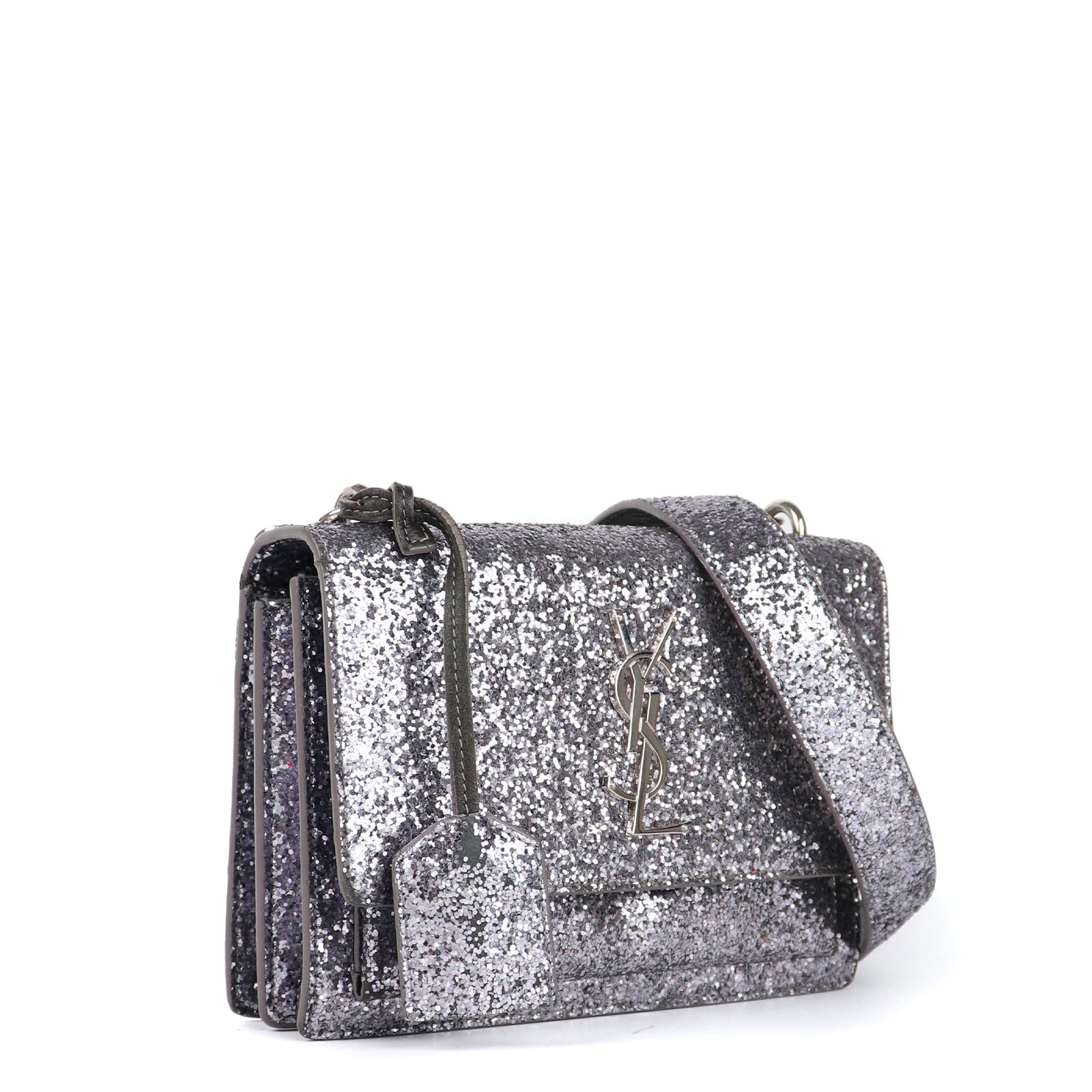SAINT LAURENT - Sac à bandoulière Sunset à paillettes argentées