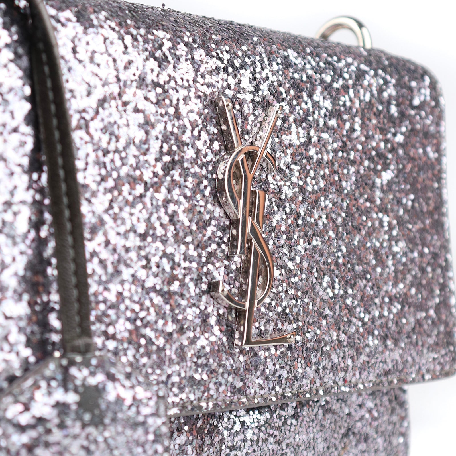 SAINT LAURENT - Sac à bandoulière Sunset à paillettes argentées