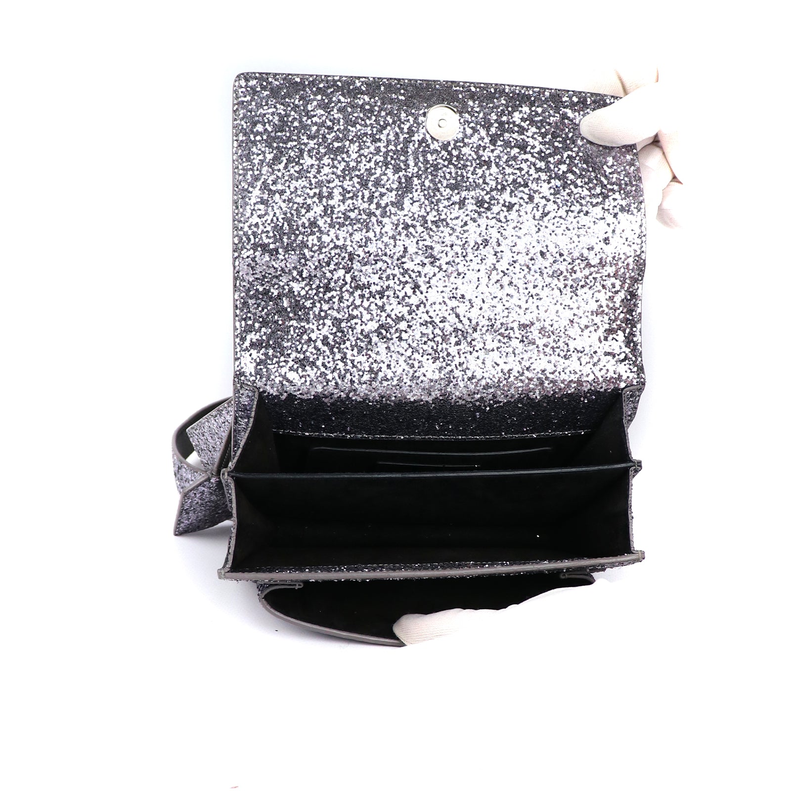 SAINT LAURENT - Sac à bandoulière Sunset à paillettes argentées