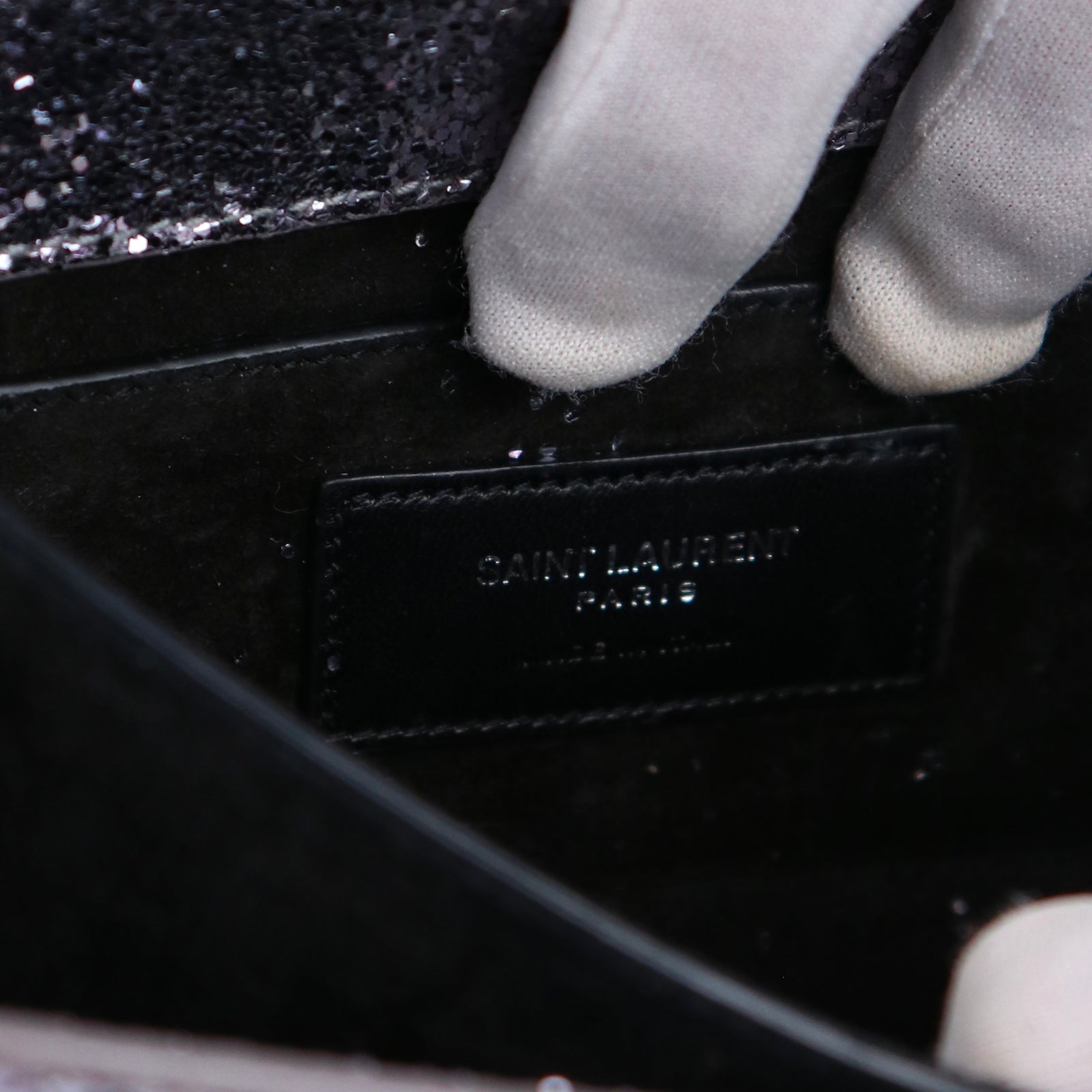 SAINT LAURENT - Sac à bandoulière Sunset à paillettes argentées
