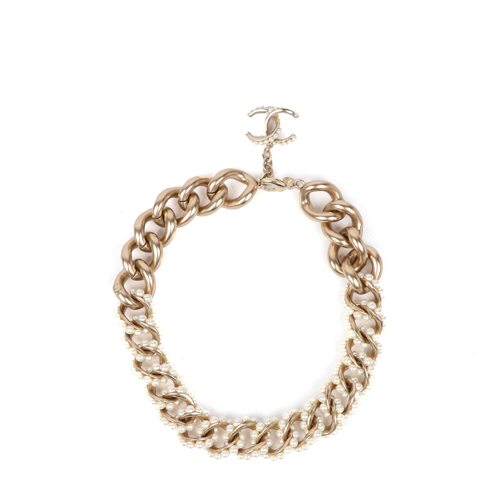 CHANEL - Collier chaîne et perles