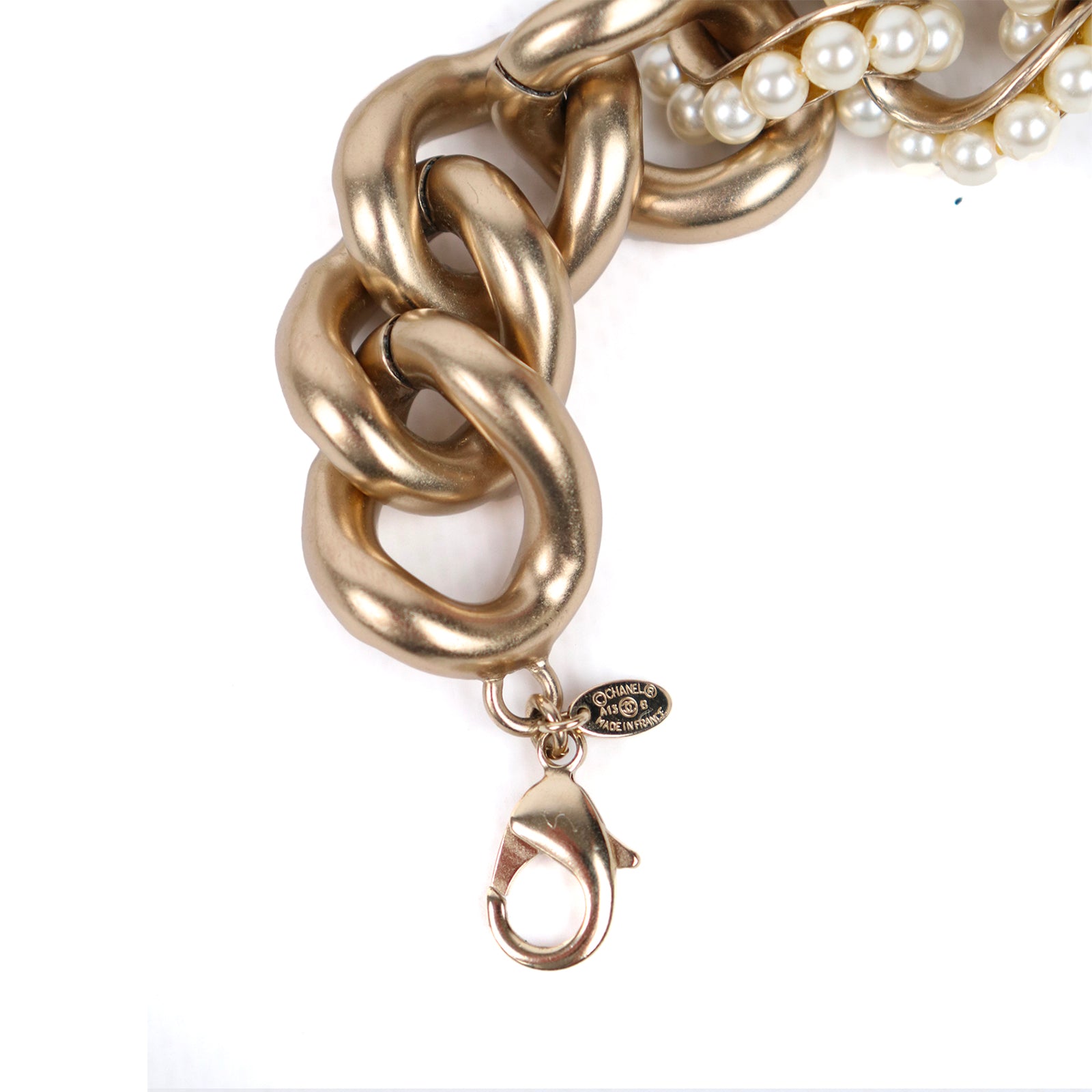 CHANEL - Collier chaîne et perles