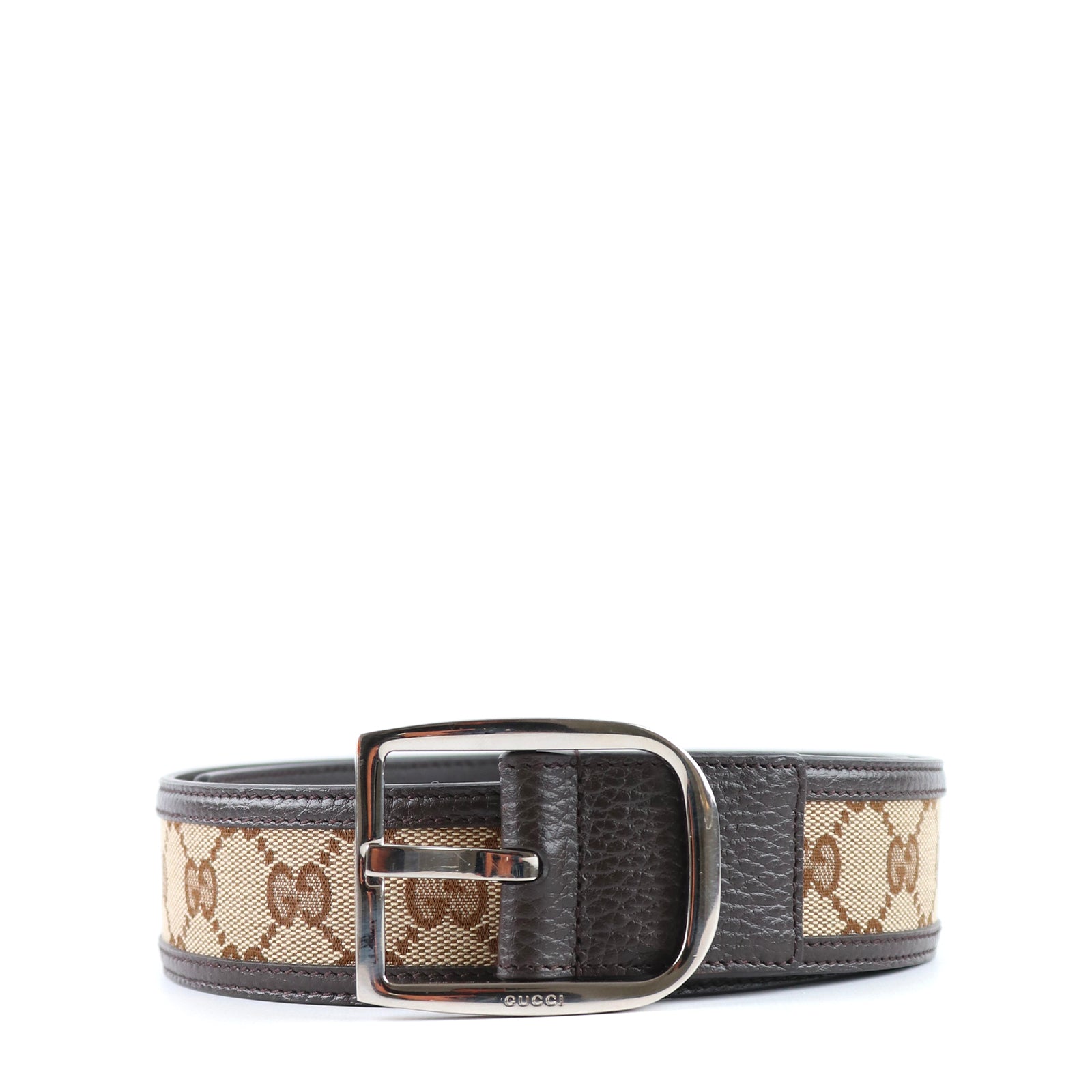 GUCCI - Ceinture en cuir et toile GG (T75)