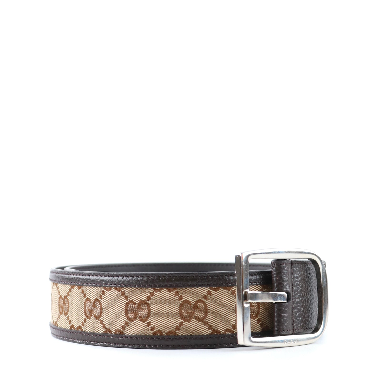 GUCCI - Ceinture en cuir et toile GG (T75)
