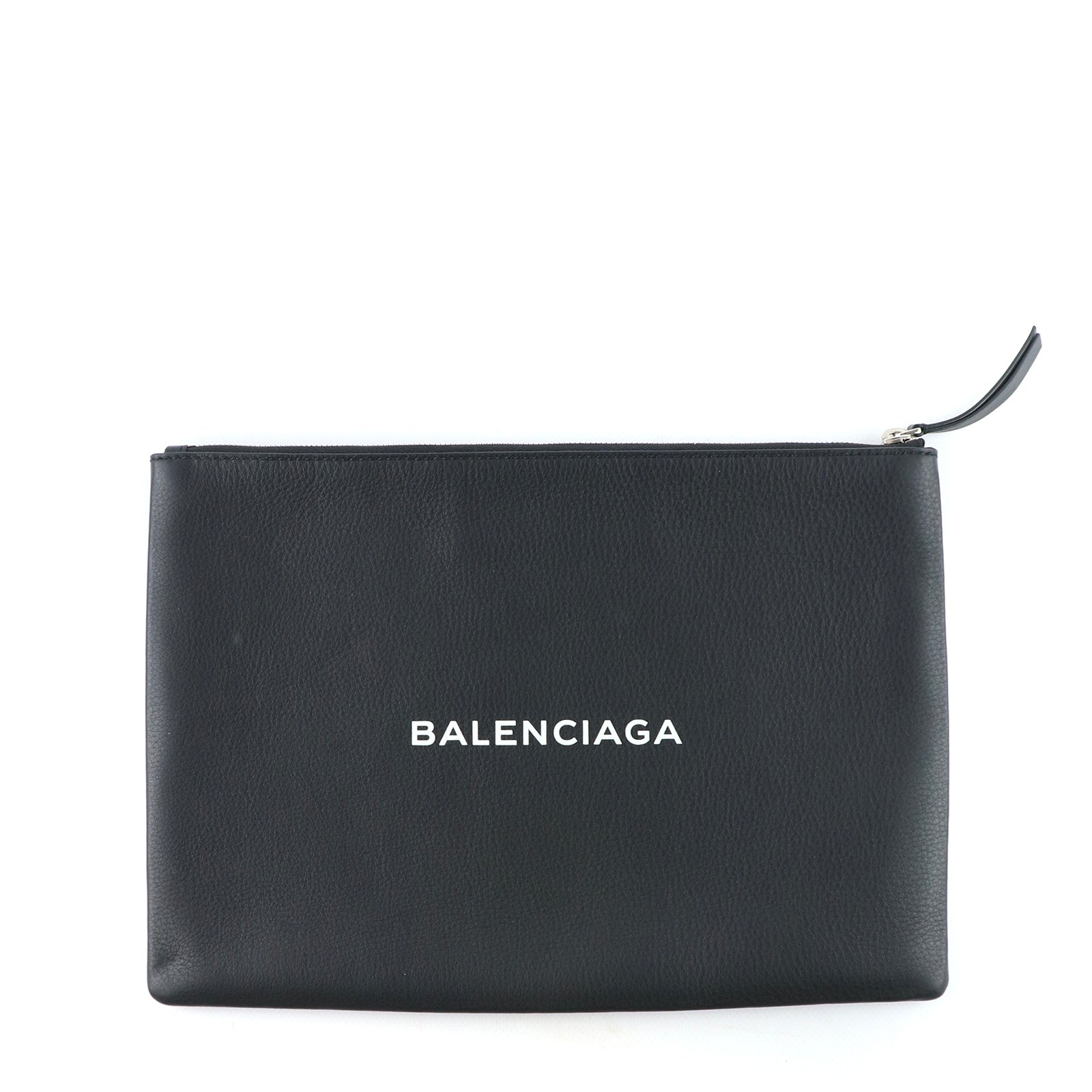 BALENCIAGA - Pochette en cuir grainé noir