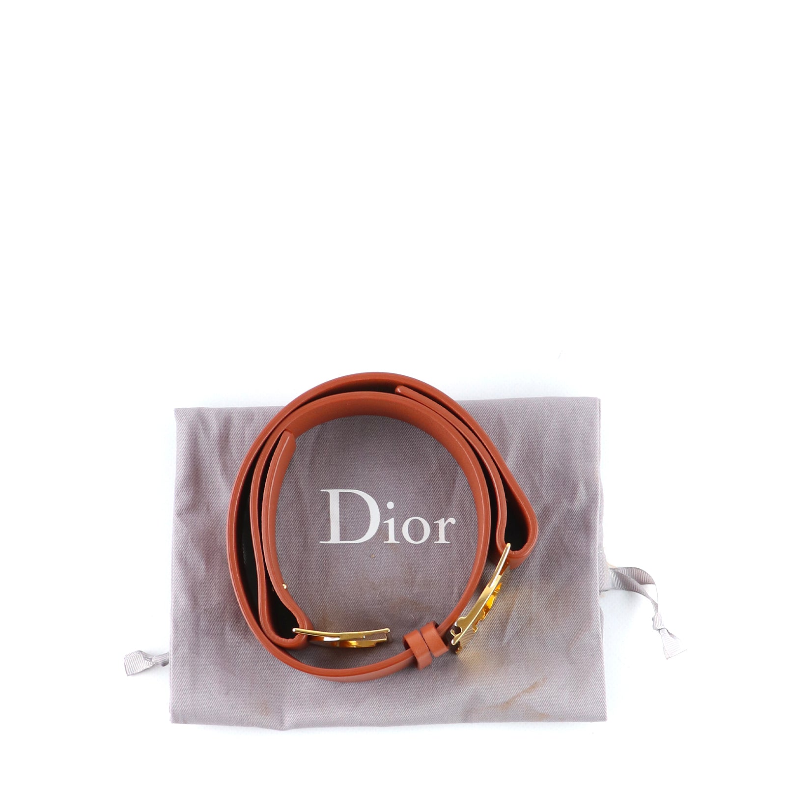 DIOR - Ceinture 30 Montaigne en cuir marron (T80)