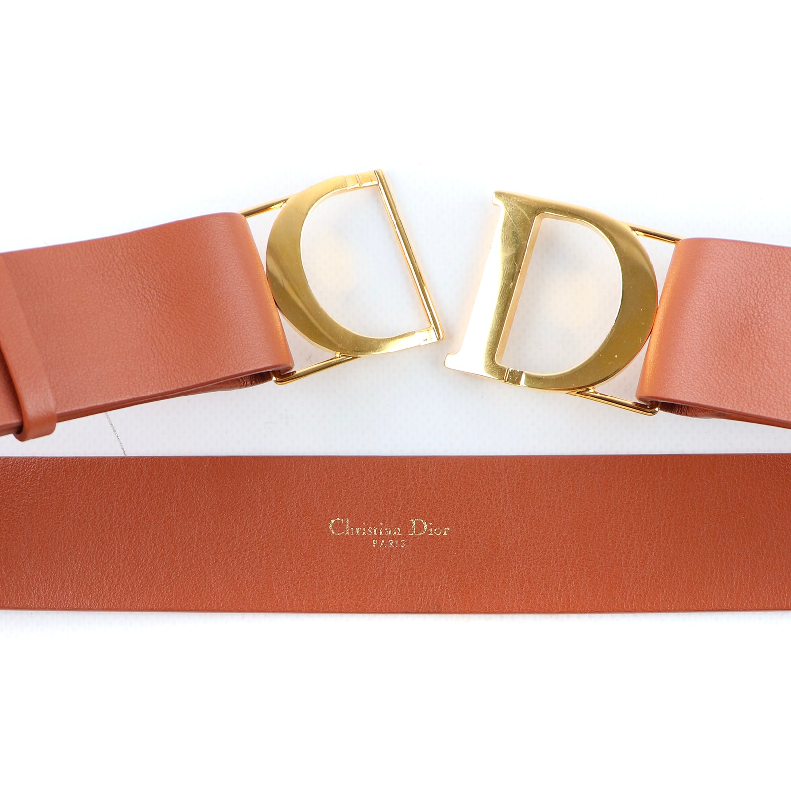 DIOR - Ceinture 30 Montaigne en cuir marron (T80)