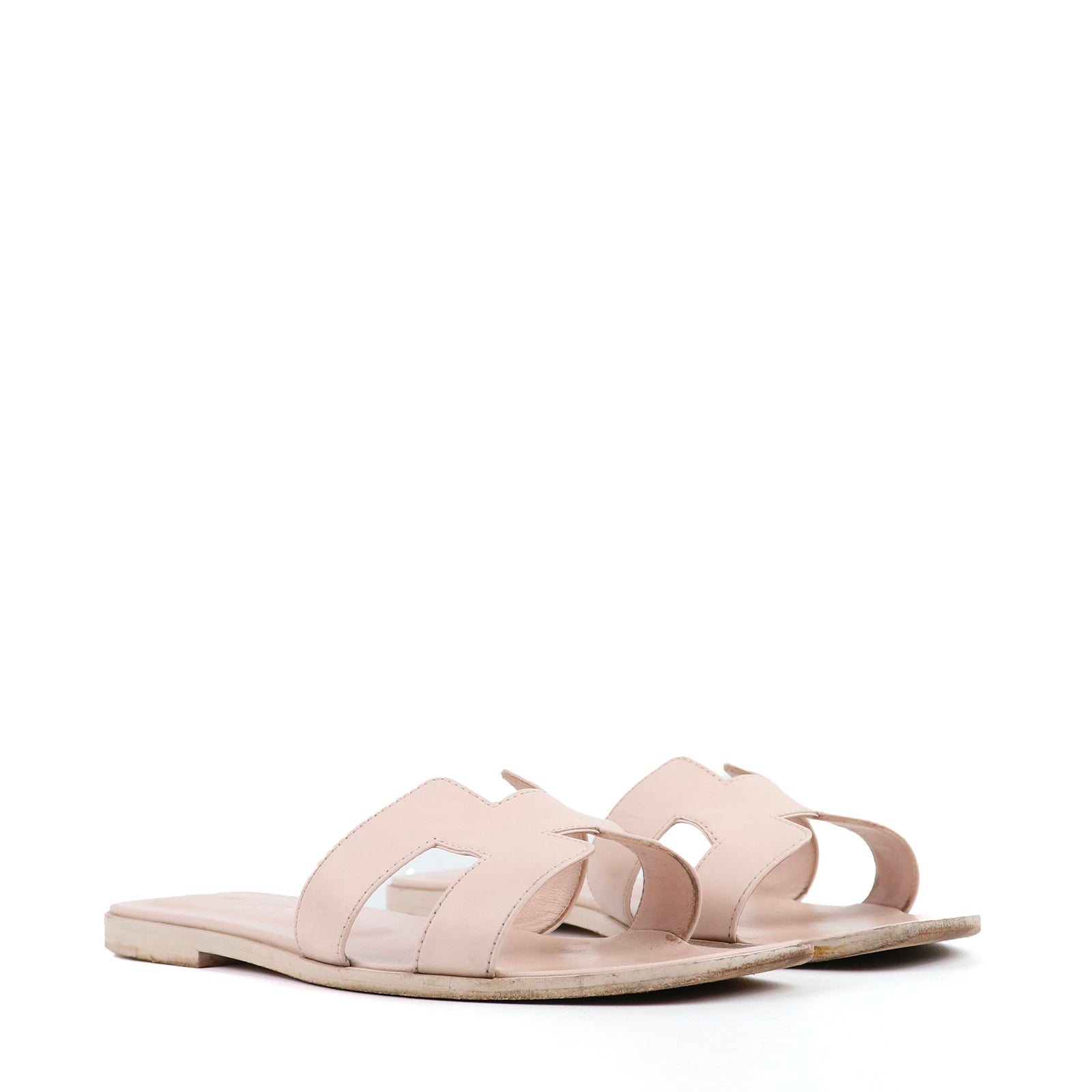 HERMÈS - Oran sandals in pink leather (T38)
