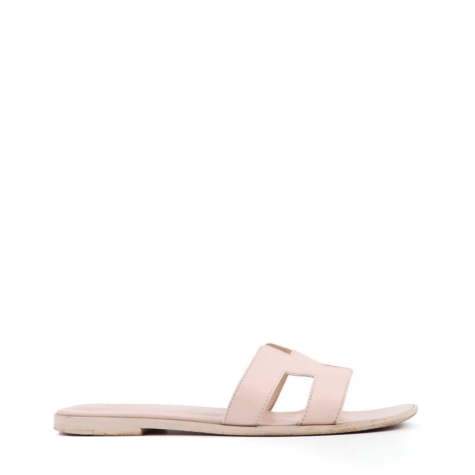 HERMÈS - Oran sandals in pink leather (T38)