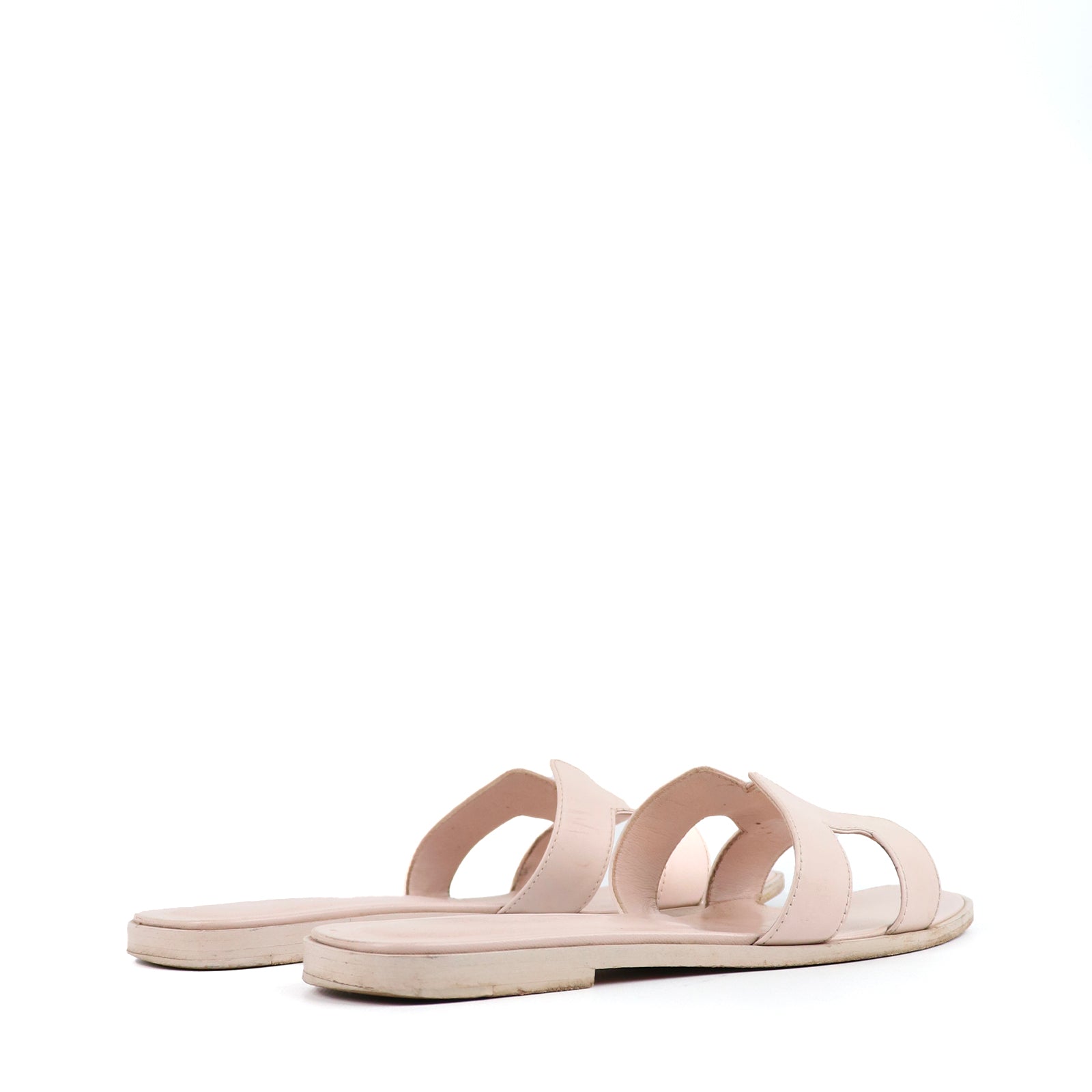 HERMÈS - Oran sandals in pink leather (T38)